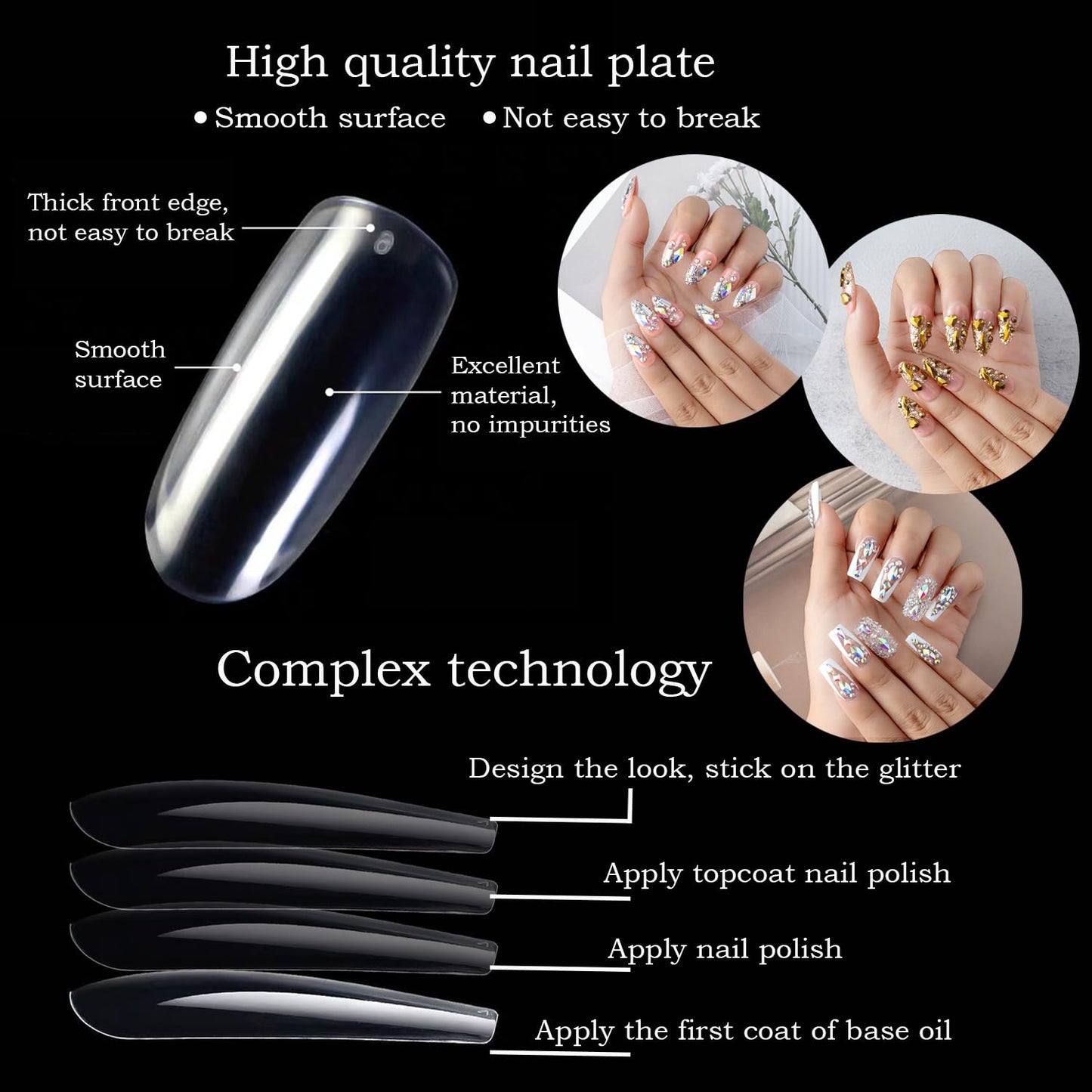 TENACIOUS & LOUCIA Handmade Press on Nails Long, Hand Made Nails Short,Fake Nails,Nails Press on,French tip Press on Nails,Press on,False Nails,Press on Nail kit LH53 L