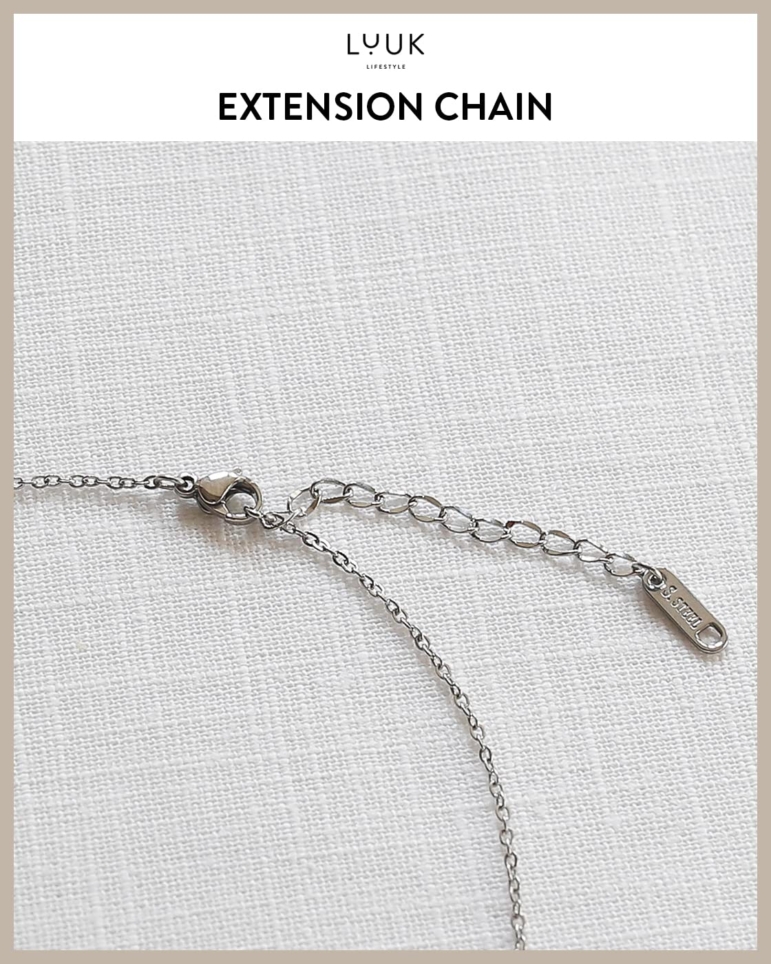 LUUK LIFESTYLE stainless steel ladies' necklace with star pendant and HAPPINESS gift card, elegant jewellery, 19” adjustable chain length friendship necklace, silver