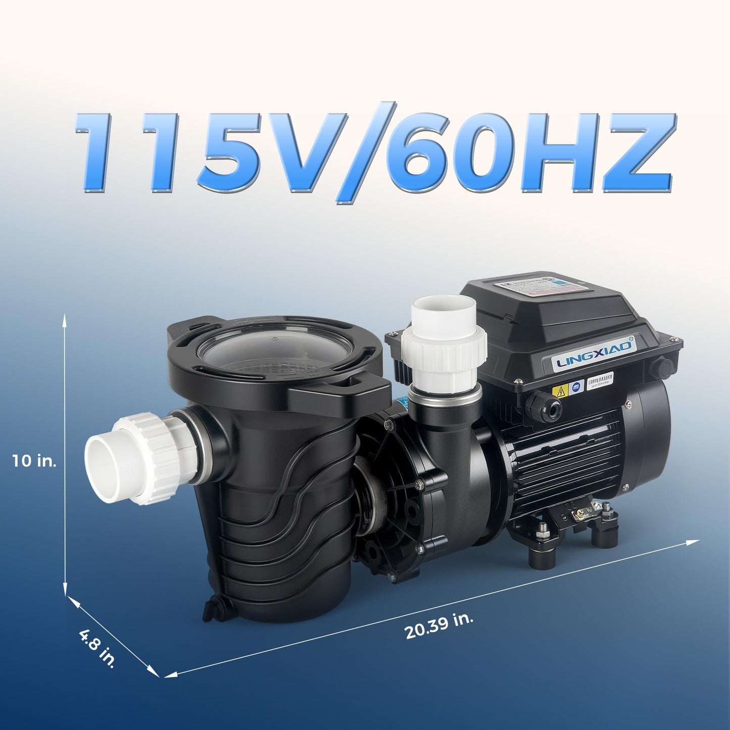 LINGXIAO Above Ground Variable Speed Pool Pum 1HP, 115V Energy Star Above Ground Pool Pump with Filter Basket, 5230GPH, Low-Noise, Energy Saving
