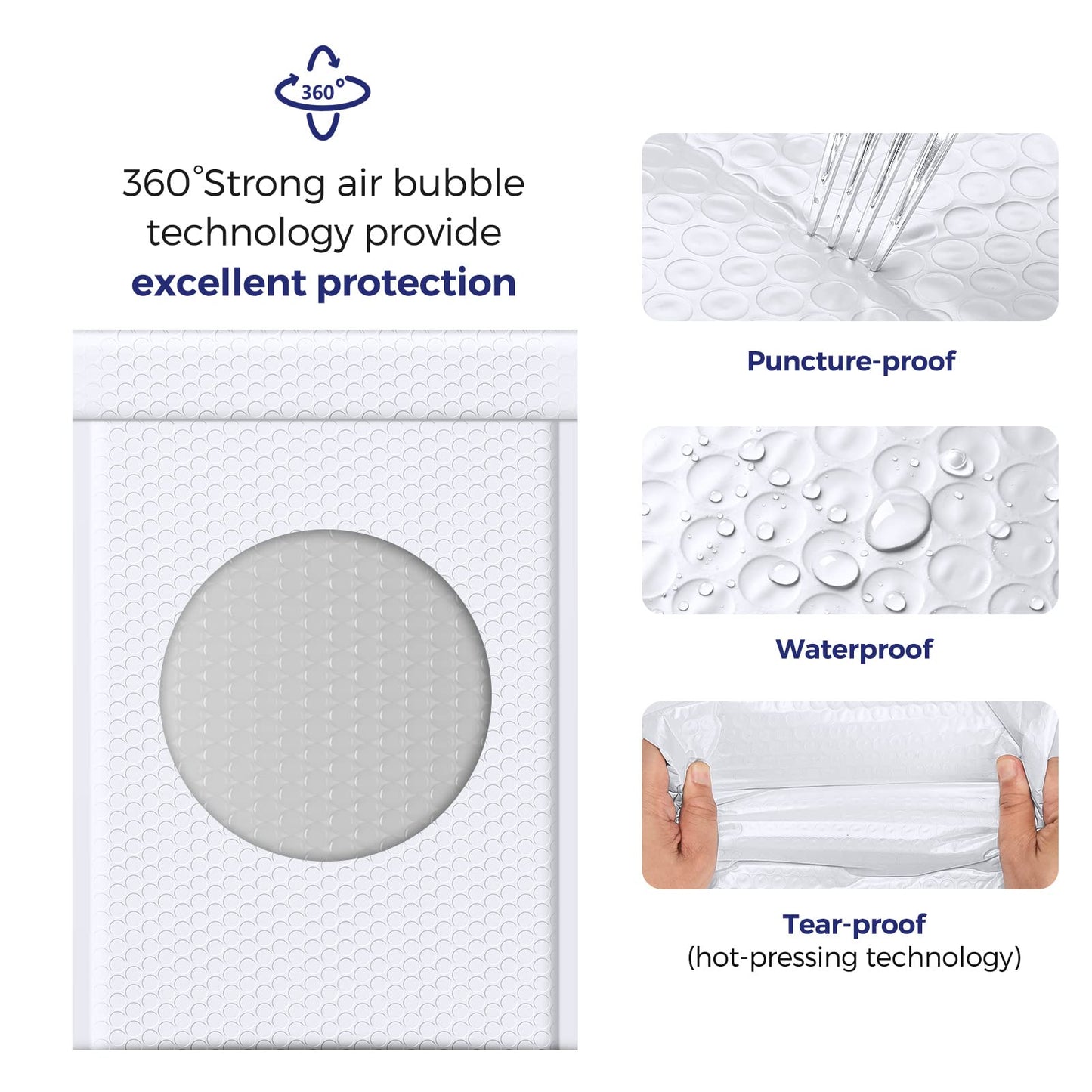 Fuxury White Bubble Mailers 10.5x16 Inch 25 Pack, Self Seal Padded Envelopes Waterproof Shipping Bags, Padded Mailers, Bubble Bags for Mailing, Packaging, Small Business, #5
