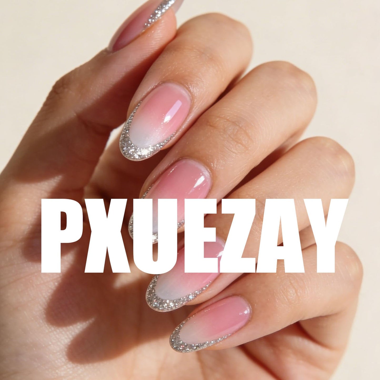 Press on Nails Almond Medium Fake Nails Pink Ombre Nails Press ons Glossy Glue on Nails with White Dot Designs Artificial Stick on Nail for Women 24 Pcs