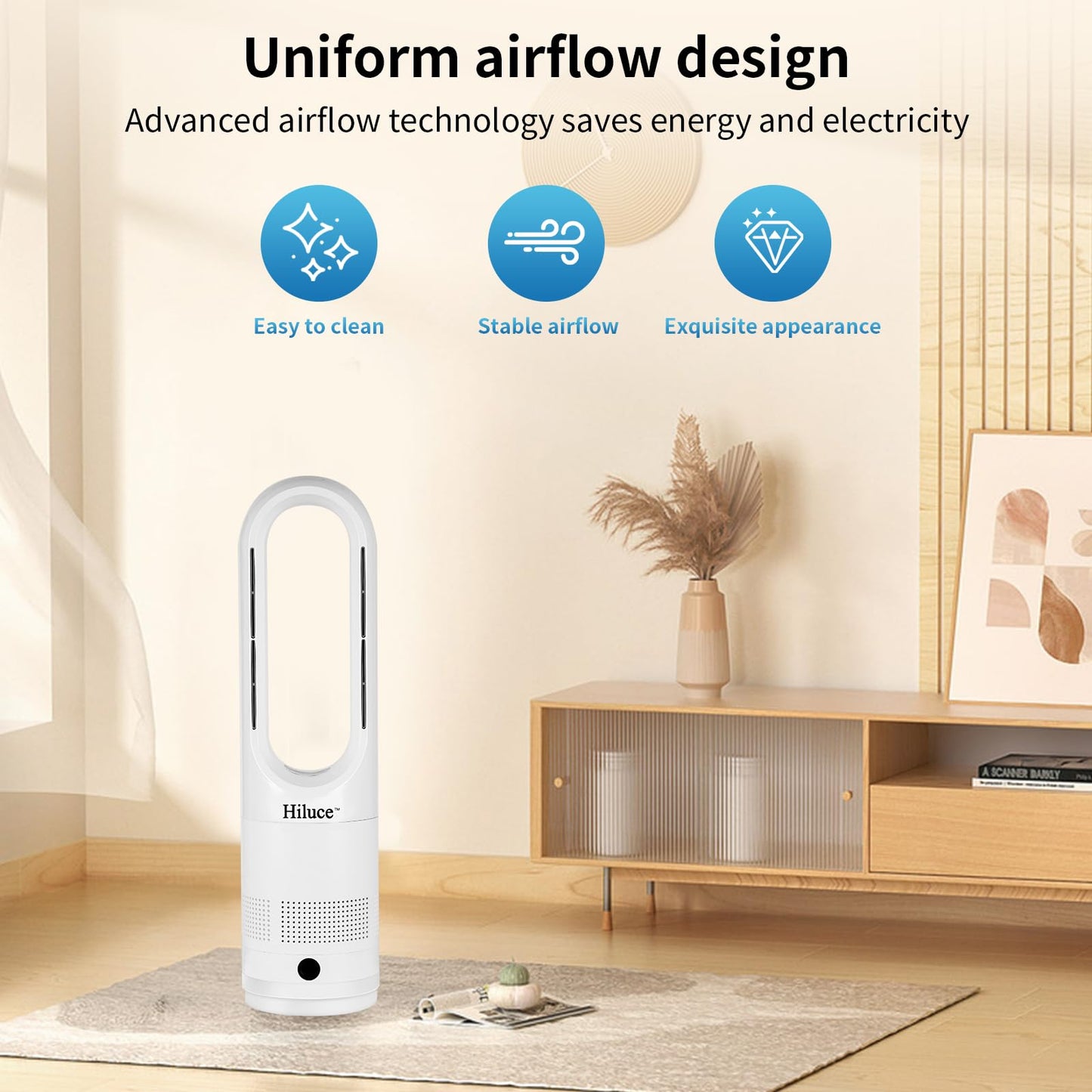 Hiluce All Season Bladeless Fan, 1400W Space Heater & 40W Tower Fan Combo with Remote,25dB Quiet Heater Fan Combo,90° Oscillation,8 Speeds, 9H Timer,Fast Safety Heat for Bedroom, Kitchen, Office 22"
