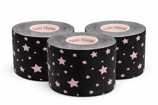 Kinesiology Tape - Enhanced Support, Breathable & Moisture-Resistant - Gently for Sensitive Skin - Customizable, Ideal for Athletes & Fitness Enthusiasts - Designer, 2"x16.4ft (Stars, 3 Pack)