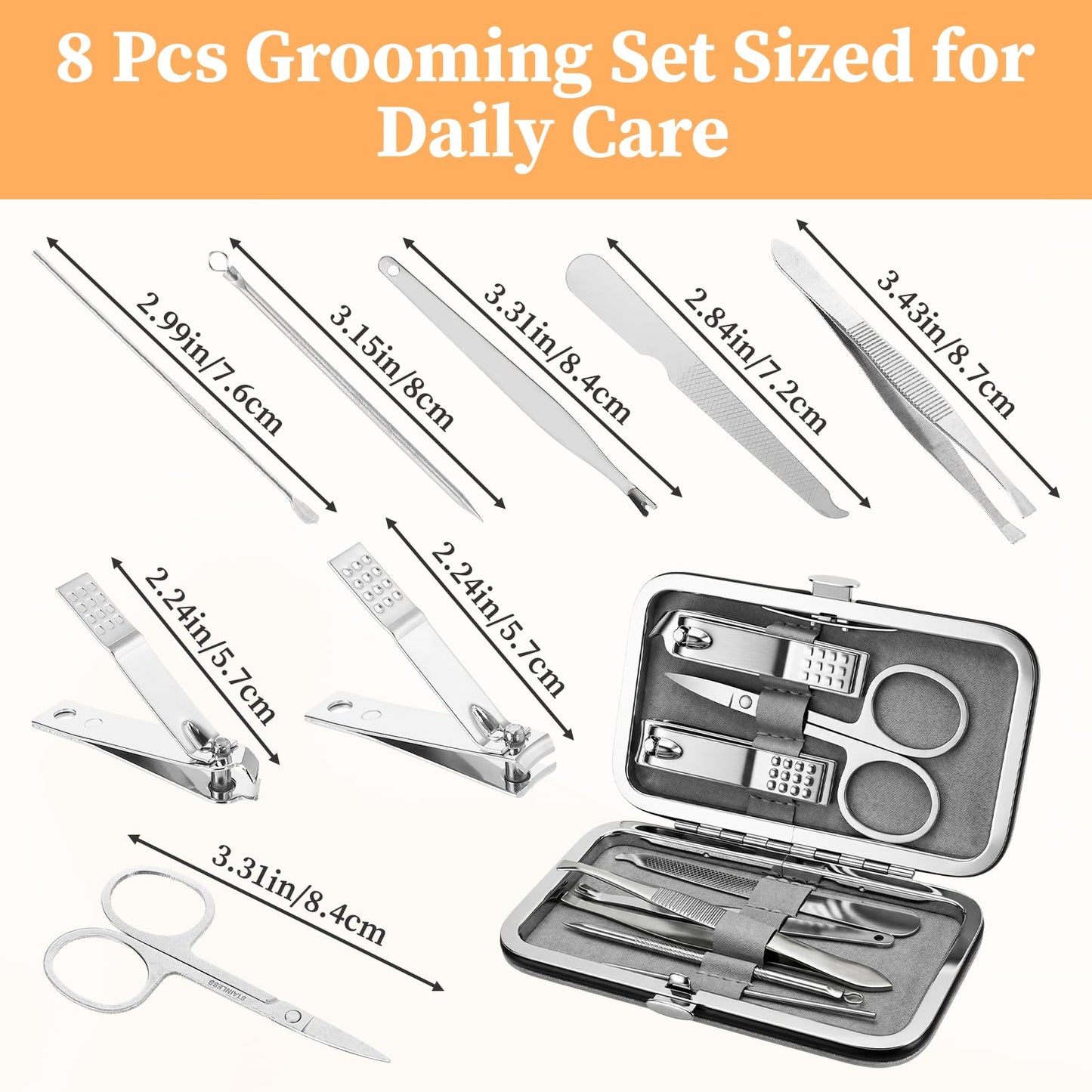15 Set Manicure Kit Bulk for Mother's Day, Nail Clipper Set Bulk, Travel Case Included, Individually Wrapped Finger Nail Clippers Adult for Homeless, Hotel, Charity (5 Color, 8 in 1)
