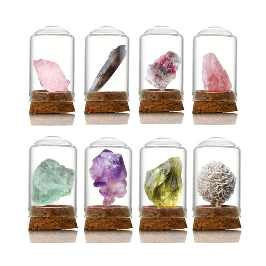Healing Crystals 8pcs Different Gemstone and Crystals Sets in Wishing Crystal Bottles for Positive Energy Spiritual Healing Meditation and Bring Good Luck Great Choice for Gift (crystal stone A)