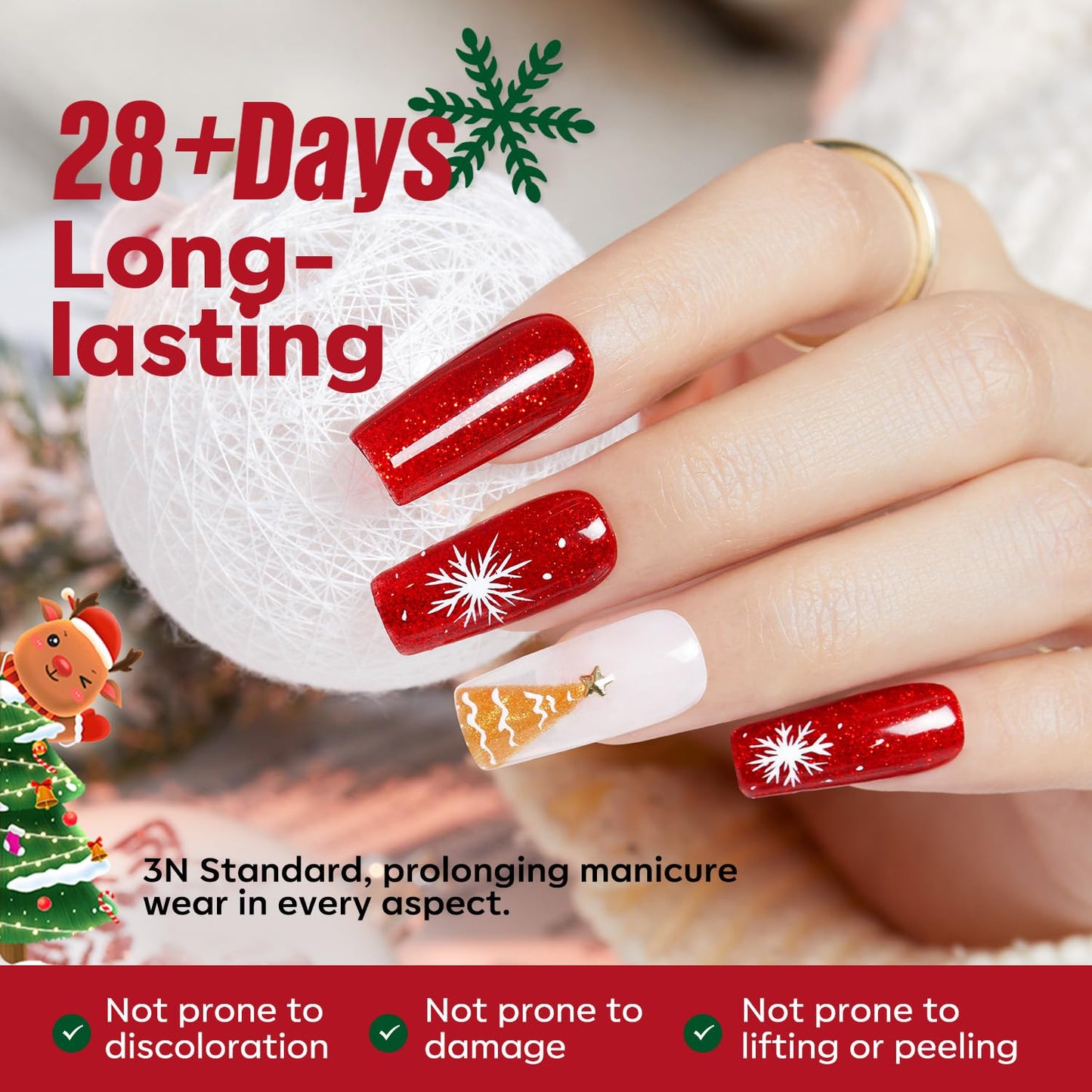 MEFA 19 Pcs Gel Nail Polish Kit with U V Light, 12 Christmas Colors Burgundy Red Dark Green Glitter Gel Polish Winter Silver Gold Sparkle Nail Polish Manicure Soak Off DIY Salon Decorations Gifts