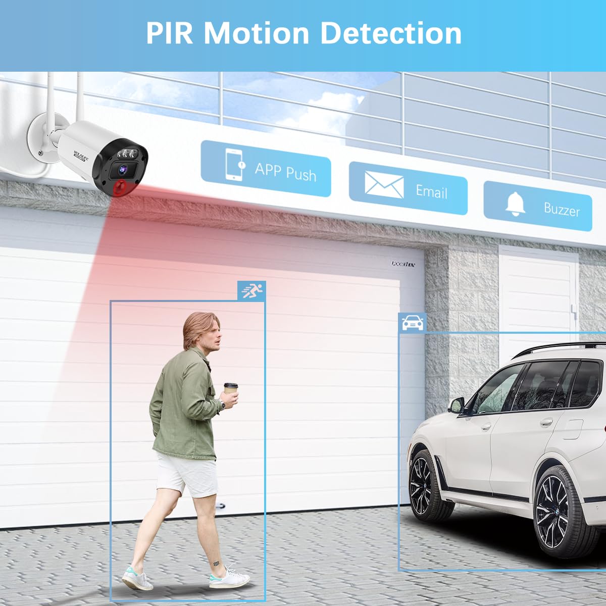 【90ft Super Night Vision】 5MP Outdoor Wireless Security Camera System, Wireless Cameras for Home Security, Home Video Security Cameras, WiFi Surveillance DVR Kits