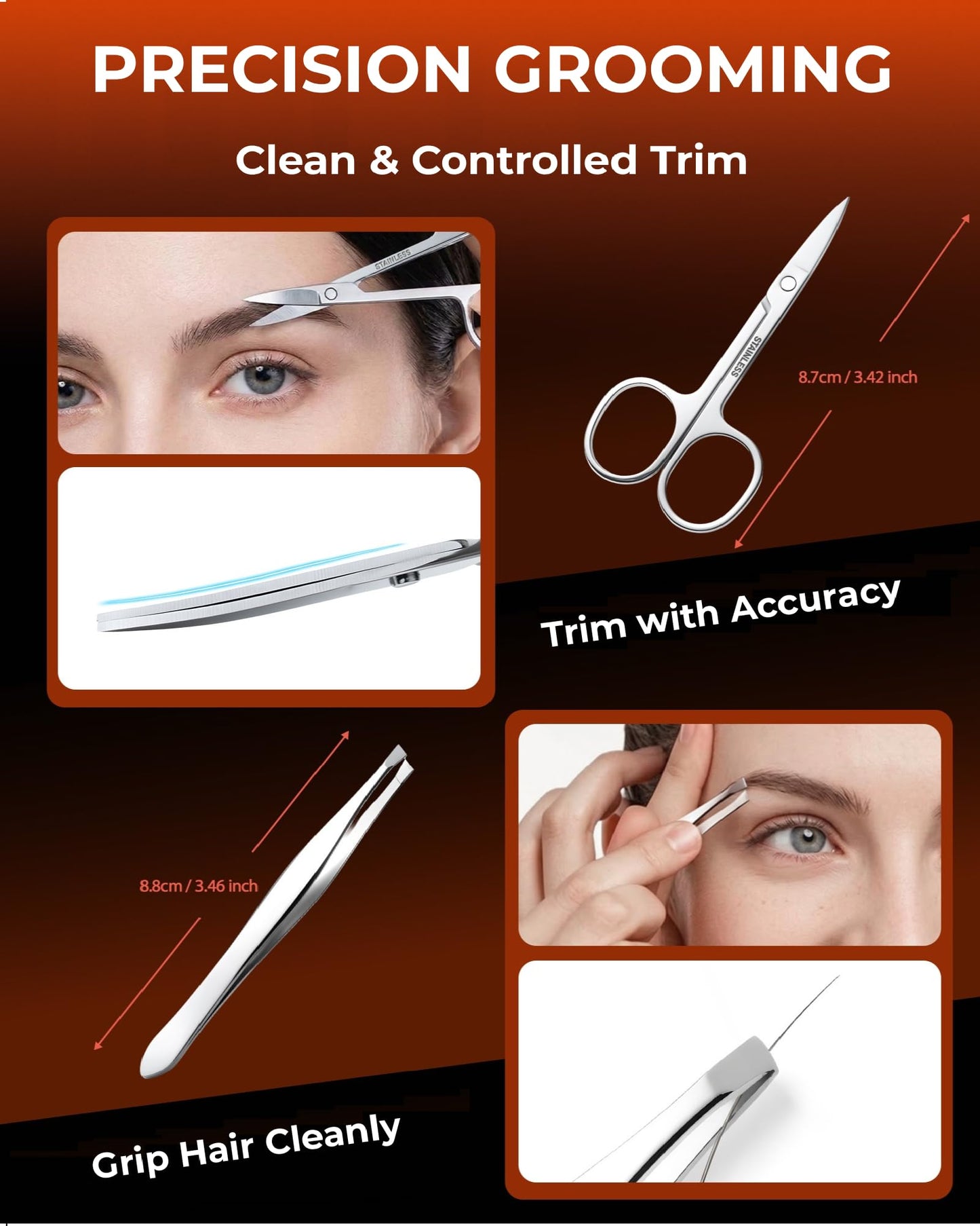 Xiaoshuang Nail Clipper Set 7 in 1, Precision Manicure Kit with Magnetic Leather Case, Mirror-Polished Stainless Steel Tools for Fingernail & Toenail, Daily Grooming Kit for Men & Women