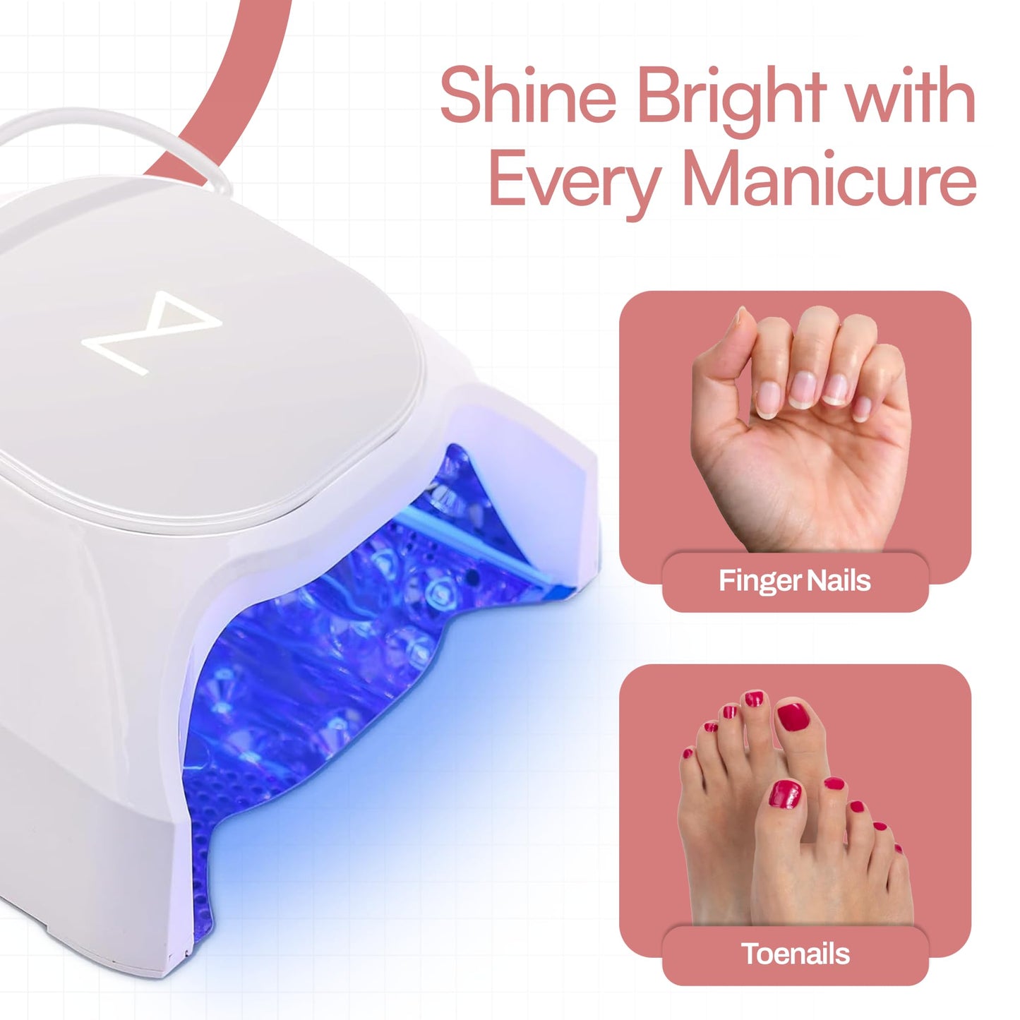 M - GlowPro Professional Hybrid 86W Wireless Rechargeable UV LED Nail Curing Lamp Cordless Nail Dryer for Gel Nails, Manicure, Pedicure (Black & White)