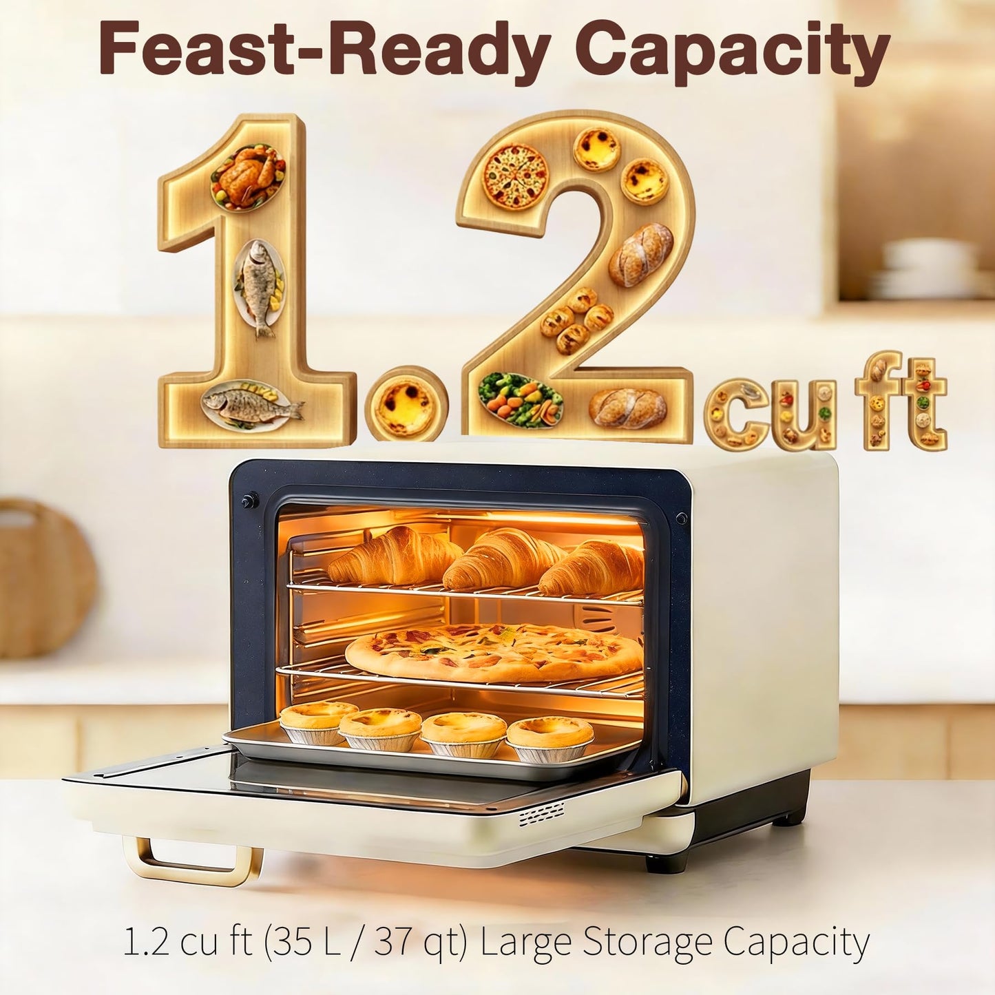 ROBAM Toaster Air Fryer Oven Combo, Countertop Convection Cooker with Bake & Fry, 1.2 Cu.Ft Large Capacity Combi Steam Oven, 32 Preset Recipes, Smart Touch Precise Temp Control, Multi-Stage (White)