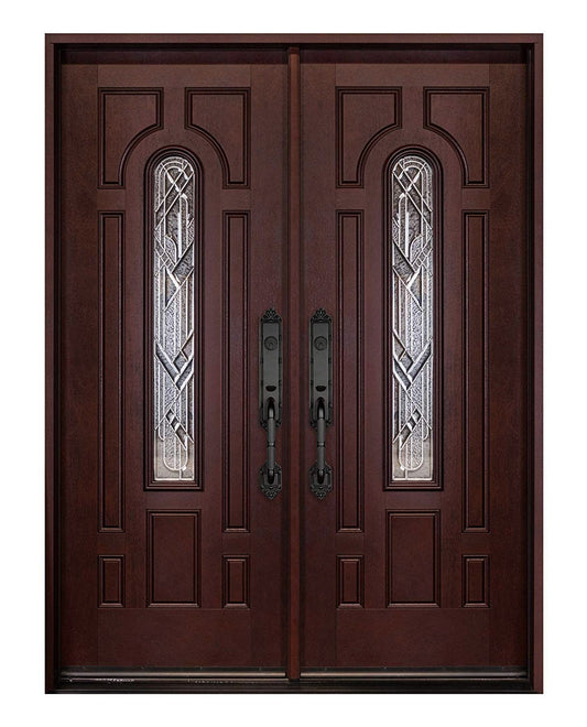 Front Door with Dual Sidelight FM280B Fiberglass Door (Left-Hand, Double Doors 36x36x80)