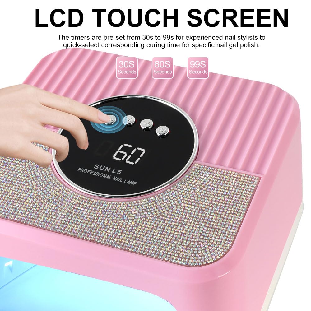 LIMEGIRL UV LED Nail Lamp Kit for Gel Polish Professional Fast Curing Pink Dryer Light Set with Protection Gloves Nail Art Cure Machine for Manicure Pedicure at Home and Salon