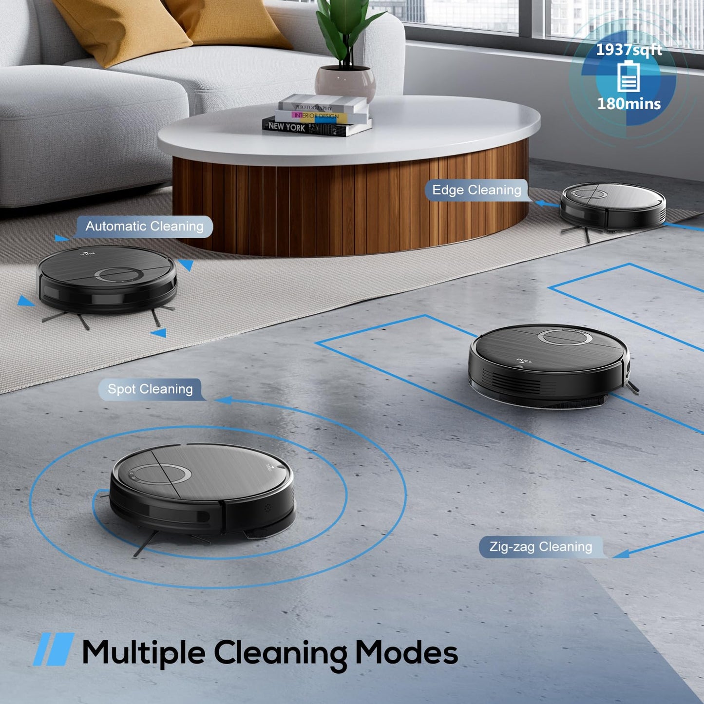 UMMUND Robot Vacuum, 2 in 1 Robot Vacuum and Mop Combo with Schedule, 2000Pa Suction, Wi-Fi/App/Remote, Self-Charging, Ideal for Hard Floor, Pet Hair, Low-Pile Carpet