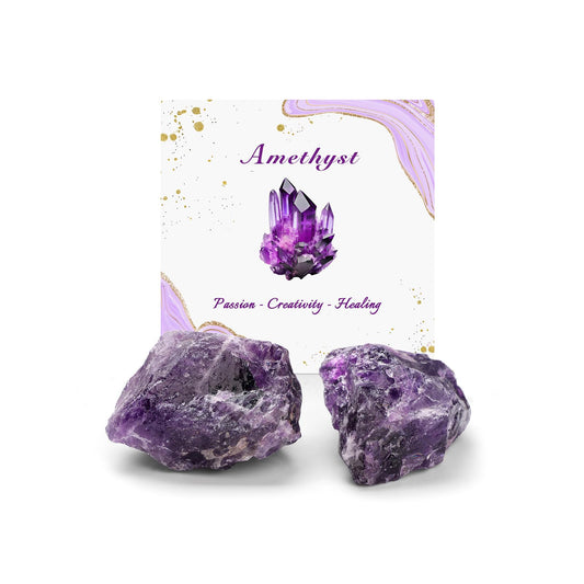 GolbalJew Amethyst Natural Raw Crystals 2PCS Healing Crystal Stones 1.2-2.0” Reiki Healing Gemstones for Meditation Chakra Balance Home Decor