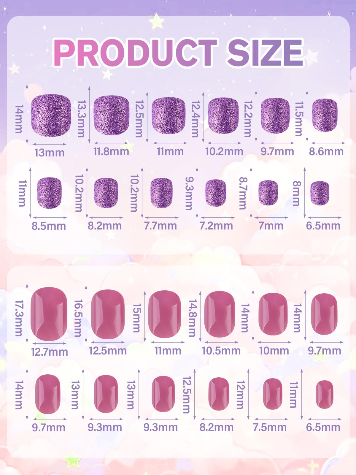 EBANKU 24 Pack Kid Fake Nail Kit, 576 Pieces Sparkle Press on Nails for Kids Colorful Stick on Nail Short Artificial False Nail Kits for Girls