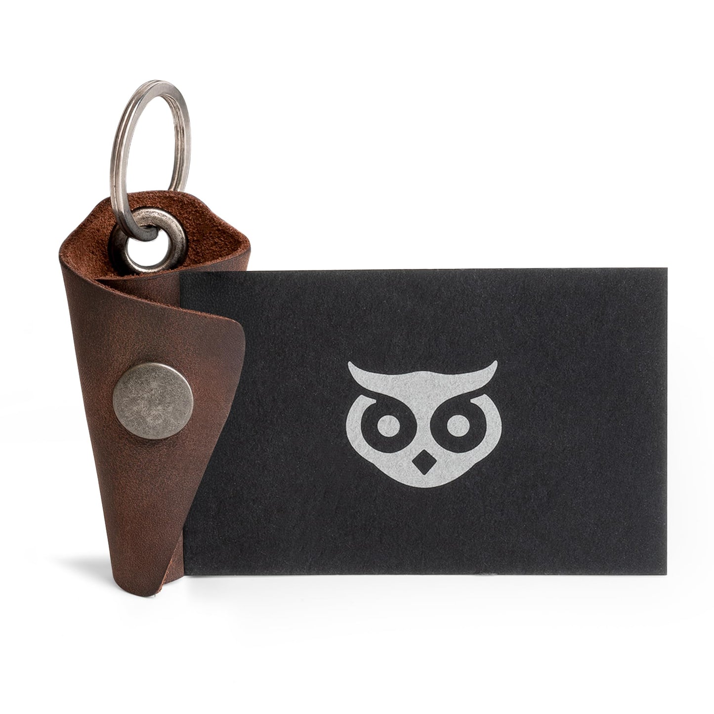 Hide & Drink Full Grain Leather Wrap Keychain, Organizer Snap Closure, Key Ring Cover, Silencer Sleeve Key Holder for Men