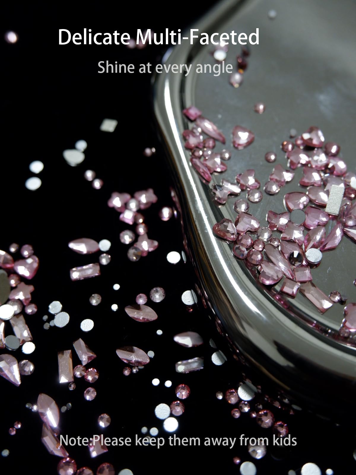 AMLAVIFISH Rhinestones for Nails, 6080Pcs Pink Nail Art Rhinestones Kit, 3D Flatback Crystals Diamonds for Nail Art Design, Mix Sizes Nail Charms and Gems(Tweezers Included)