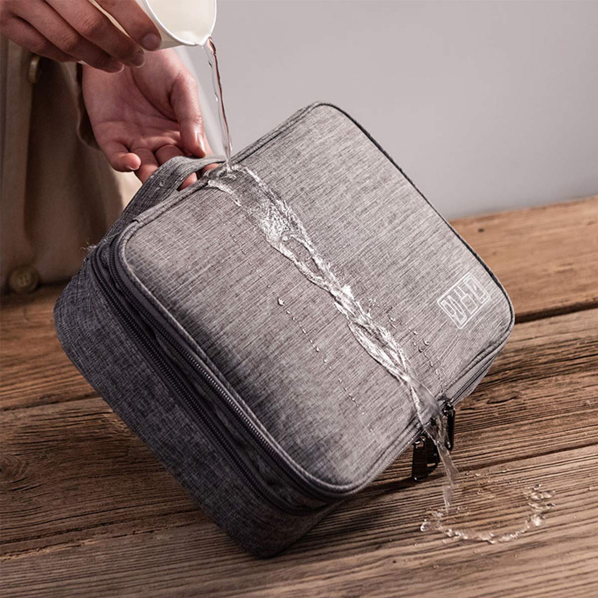 OrgaWise Electronics Organizer, Electronic Accessories Bag Travel Cable Organizer Three-Layer for iPad Mini, Kindle, Hard Drives, Cables, Chargers (Three-Layer-Grey)