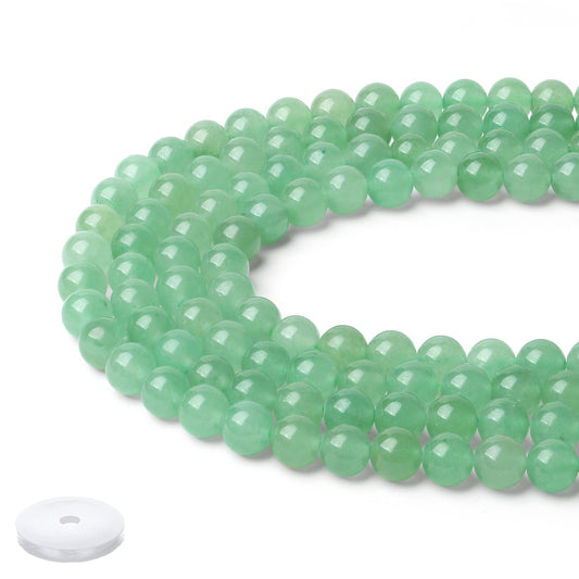 NUKAYAI Natural Green Aventurine Beads 100Pcs 8mm Crystal Beads Loose DIY Round Stone Bead for Bracelet Necklace Earrings Making