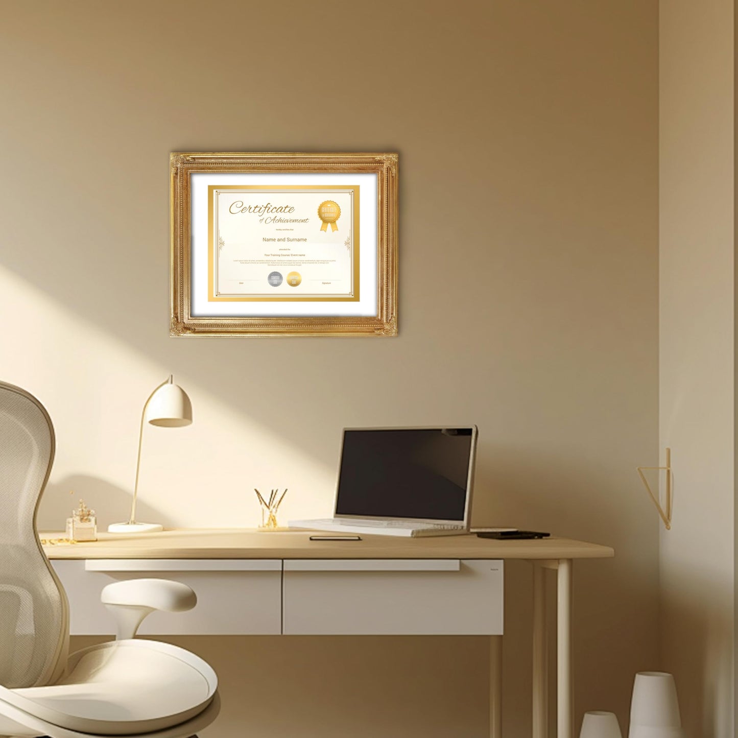 SIMON'S SHOP Diploma Frames 11x14 Matted to 8.5x11 Picture, Gold Picture Frames 11 x 14 with Mat for 8.5 by 11 Certificates Documents