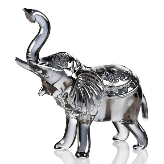 YWHL Black Crystal Elephant Figurine Decor, Glass Elephant Figurine Gifts for Women, Handmade Animal Collectible Statue