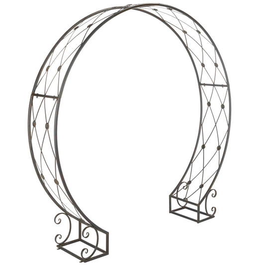 SAFAVIEH Outdoor - Mizell Iron Moon Gateway Garden Arbor - Black Rust Iron Metal - Architectural Circular Gateway Design - Ideal for Garden, Yard, Patio, Entryway, 80" W x 17" D x 83.4" H (PAT5036E)