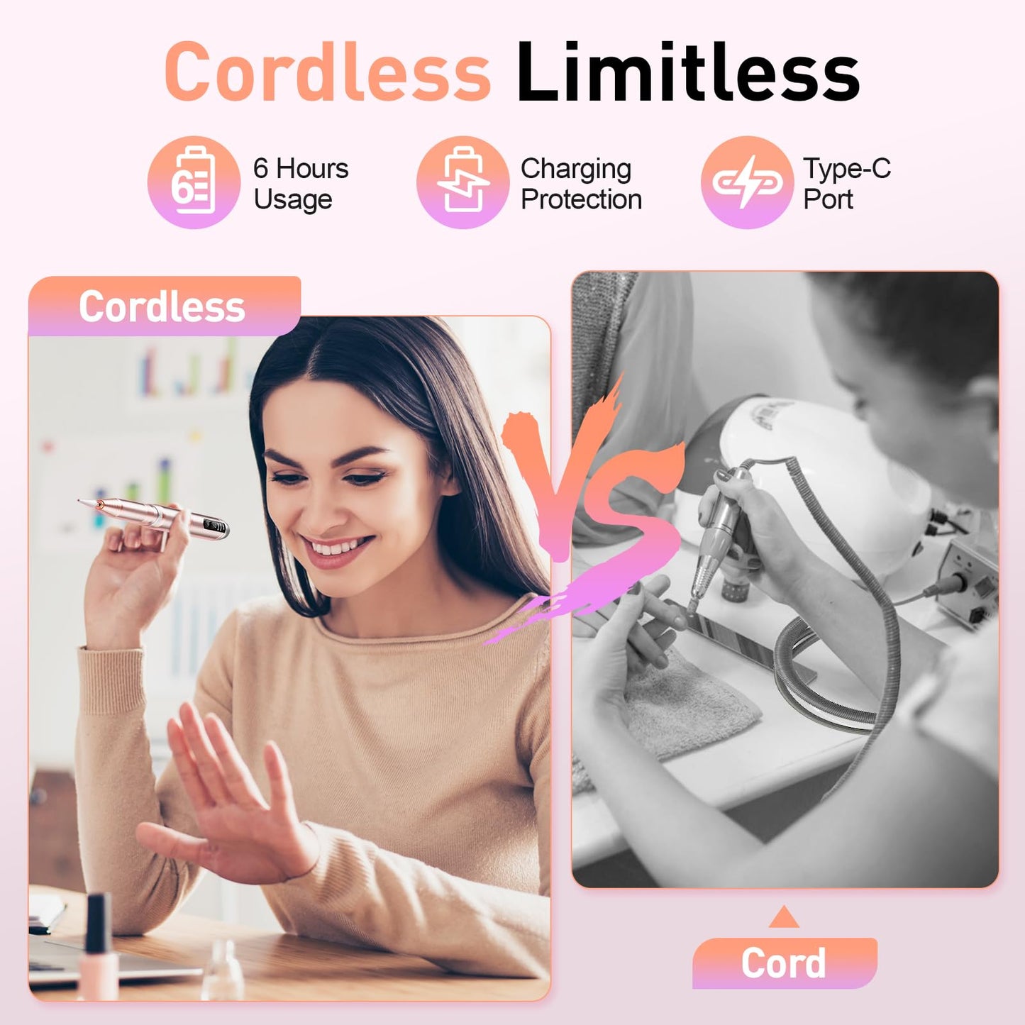 Cordless Nail Drill, Portable Electric Nail File with 11 in 1 Nail Drill Bits for Acrylic Gel Dip Powder Nails, Rechargable Efile Nail Drill Machine Kit for Home Manicure Pedicure, Gold