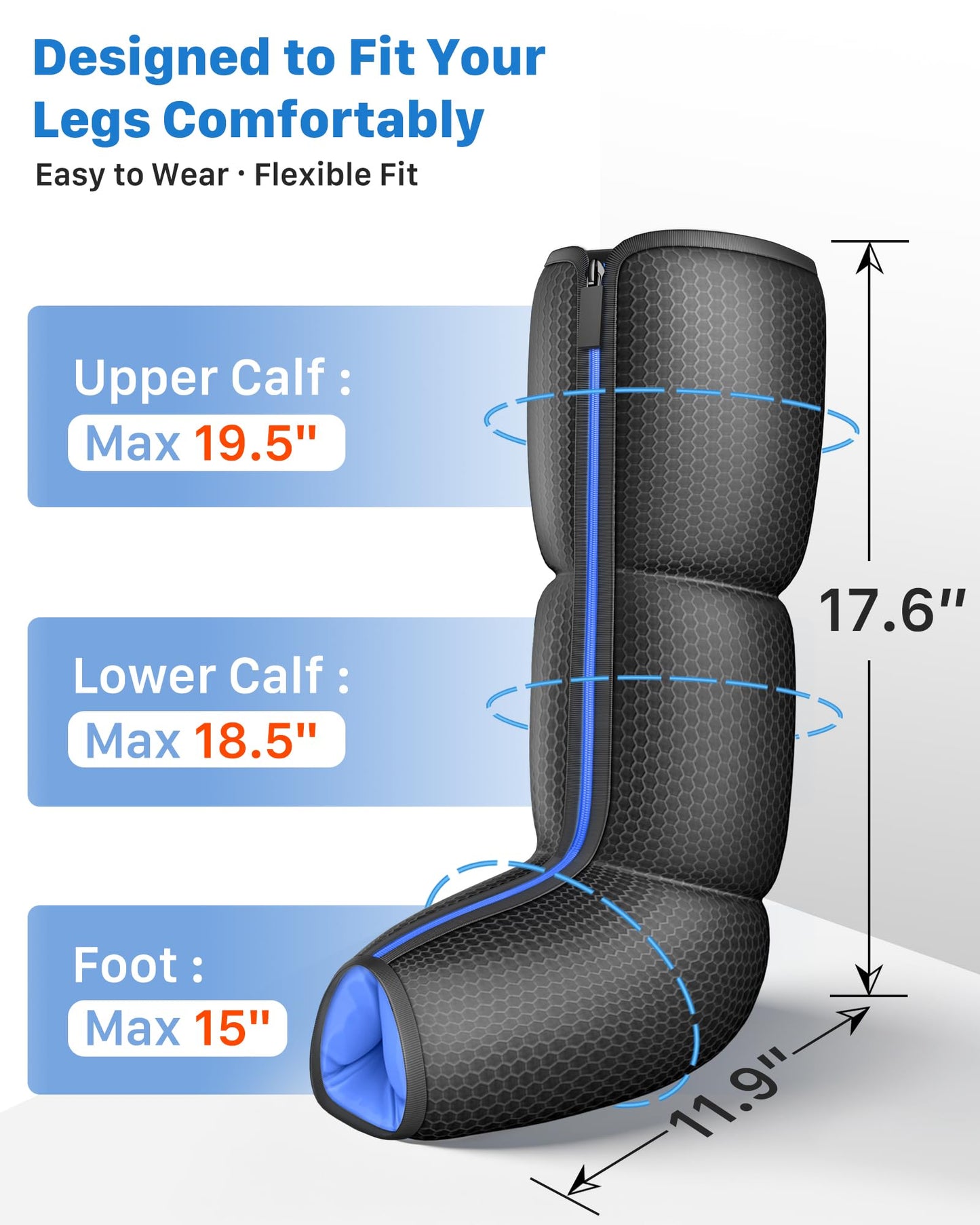 Air Compression Leg Massager with Heat : MUSUGY Sequential Foot and Calf Massager for Circulation and Pain Relief, with 9 Intensity, 6 Modes, 3 Heat - for Mom, Dad, Standing Jobs & Daily Relaxation