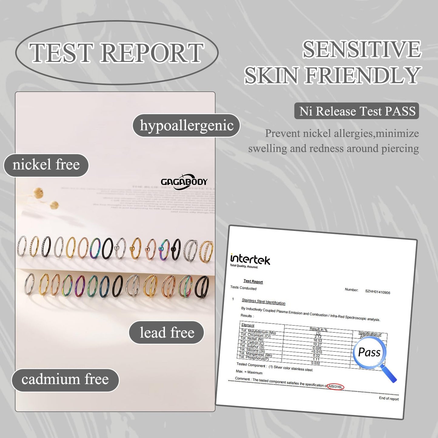 Nose Rings 18 Gauge Nose Ring Hoop Earrings For Women 18g Nose Hoop Black 8mm Septum Jewelry Surgical Steel Septum Ring Septum Clicker Lip Rings Helix Earring Double Hoop Cartilage Earring