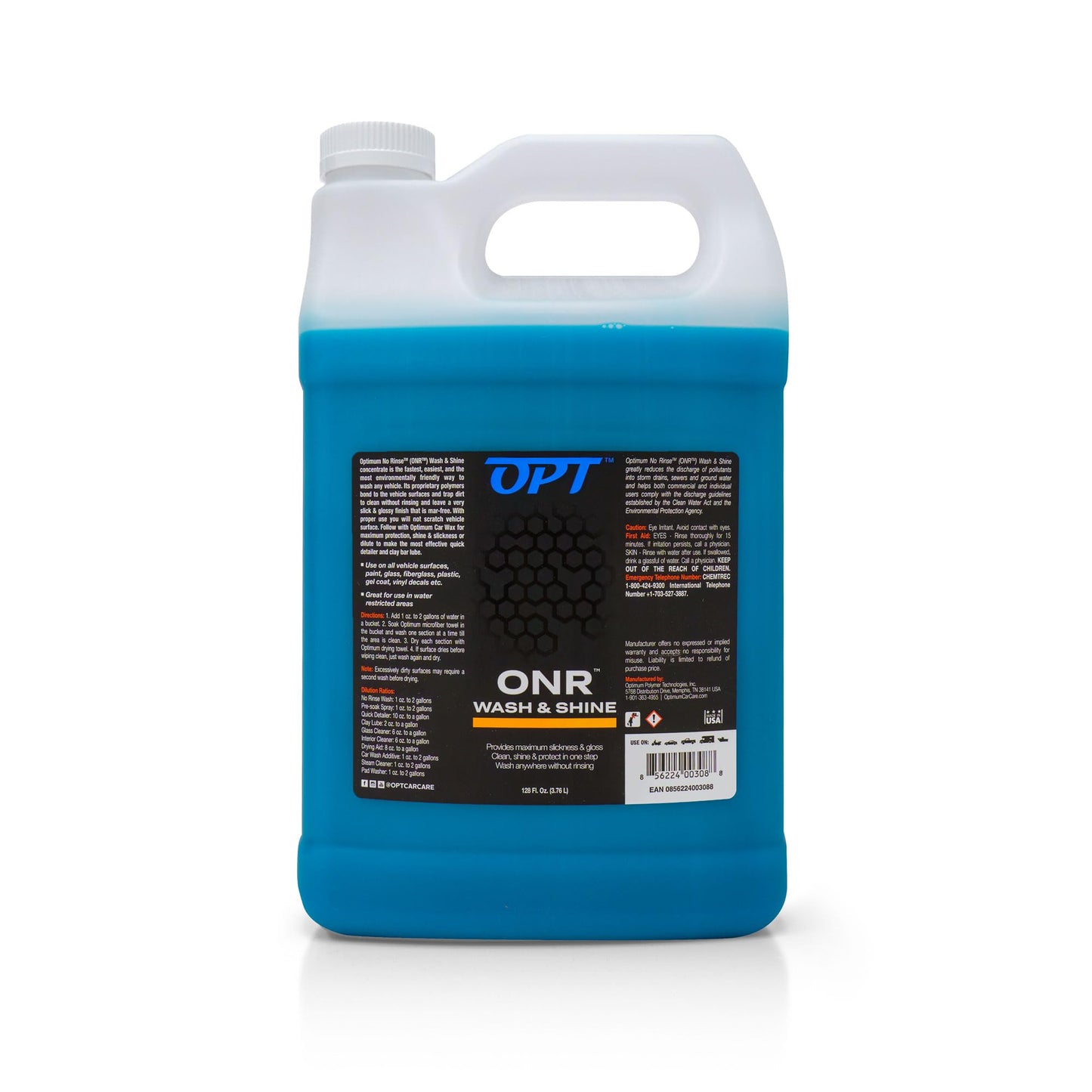Optimum No Rinse Wash and Shine Version 5 - ONR Rinseless Car Wash Soap for Auto Detailing, Use On Paint, Ceramic Coatings, Glass, Interior (4 Gallons)