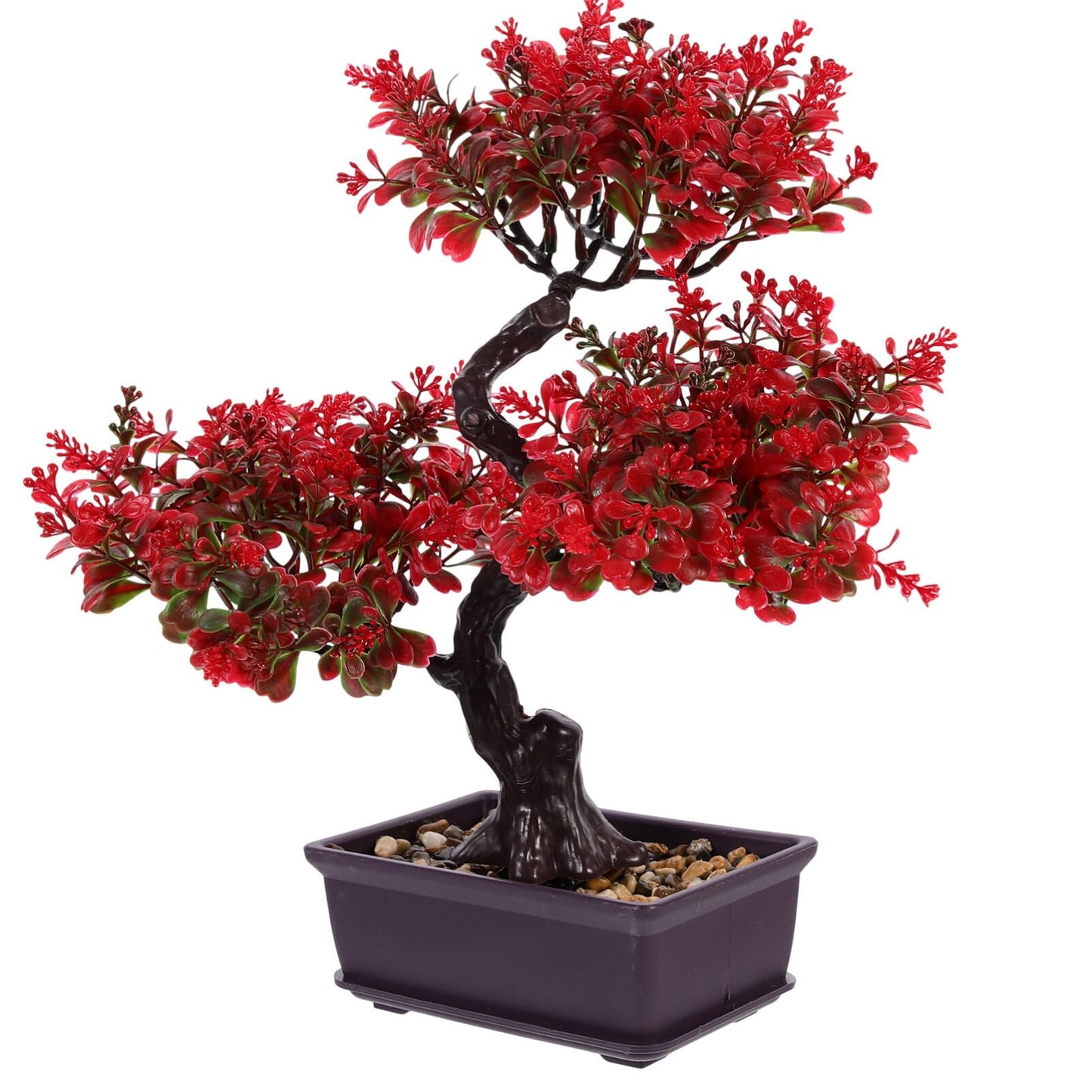 EXCEART Artificial Bonsai Tree Faux Potted Plant Desktop Ornament 14.17X11.81X3.93In Simulated Greenery Home Office D Cor No Maintenance