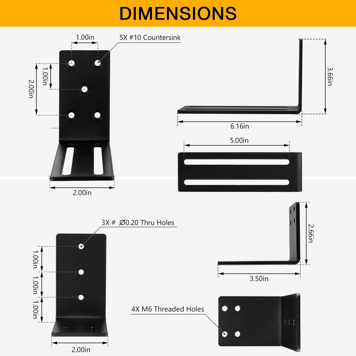 Adjustable Barricade Brackets (2pcs) - Drop Open Bar Holder for Security Door Reinforcement Steel U Bracket for Outswing and Inswing Doors or Gates