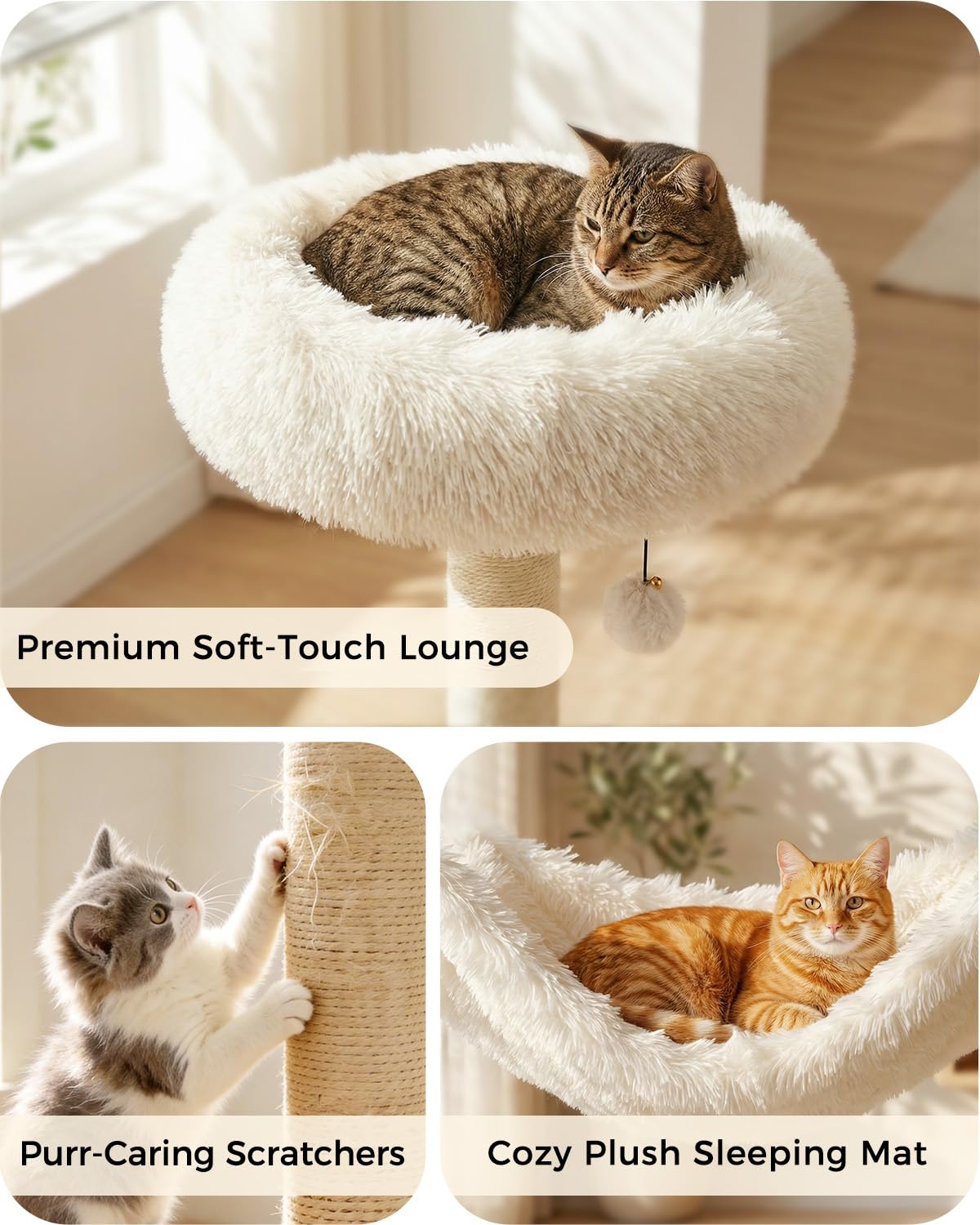 Purrlato Bundle-2 Items: 61" Cat Tree+ 63" Modern Cat Tree
