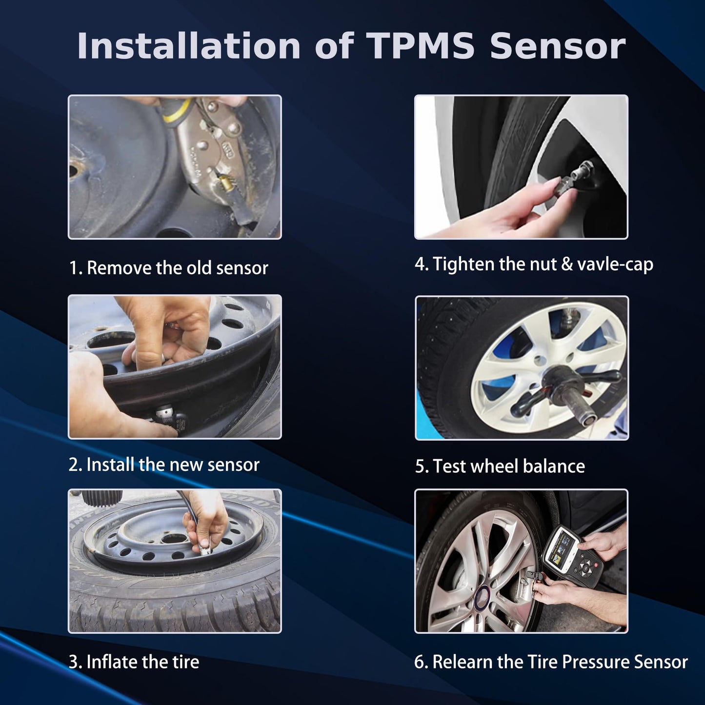 YUANCHINB Set of 4 TPMS Tire Pressure Sensors GM TPMS Sensors 433MHz Compatible with Chevy Silverado Tahoe Buick Enclave Cadillac Escalade GMC Sierra Replaces# 13598773 13589601(4 PCS)