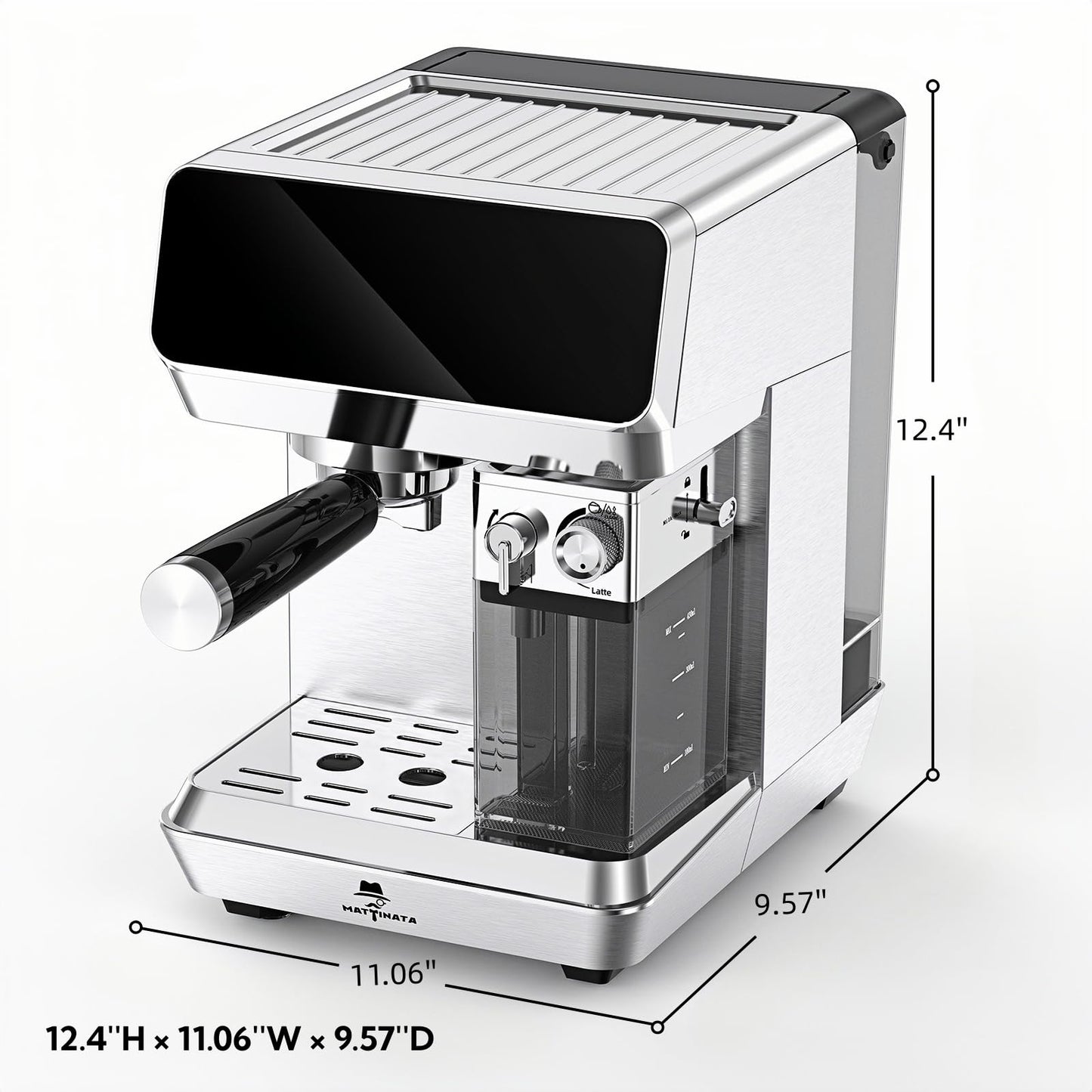 MAttinata CM1833L Automatic Cappuccino Machine, 20 Bar Espresso Maker with Dual Boiler & Self-Cleaning Milk Frother, Touch Screen Coffee Machine for Latte, Stainless Steel Home and Office, Silver