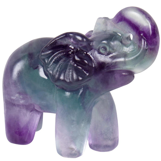 Hguxmcu 2 Inch Rainbow Fluorite Crystal Elephant Sculpture Handcrafted Healing Stone Animal Figurine Spiritual Home Decor Lucky Charm Gift for Wealth Success Positive Energy and Meditation Lovers