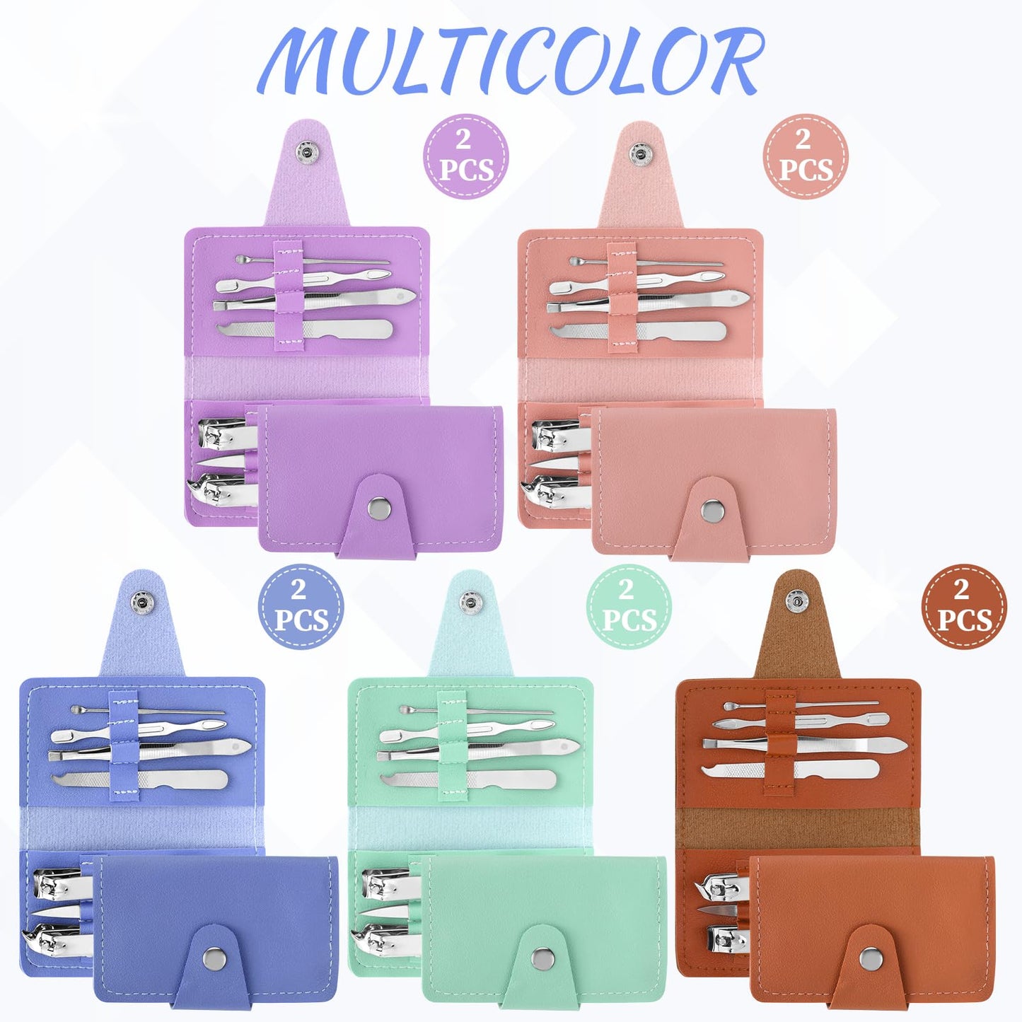 10PCS Portable Manicure Set,Stainless Steel Mini Manicure Kit with 5 Bright Colors,All-in-One Nail Care Kit for Travel & Home Manicure And Manicure Kit for Women Men Daily Grooming Tool