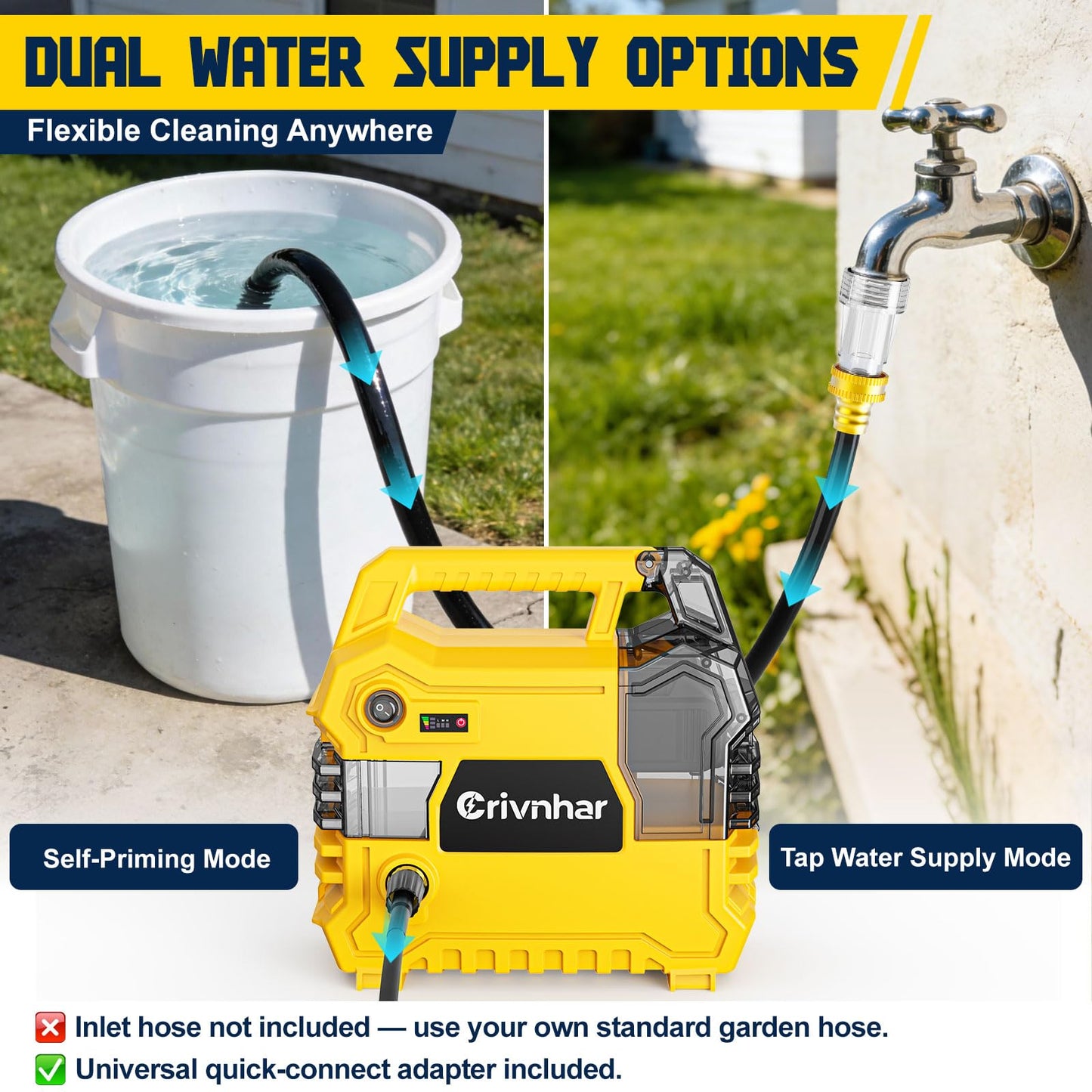 Cordless Pressure Washer Battery Powered Compatible for Dewalt 20V/60V Battery, 1015 PSI Brushless Power Washer with 4 Nozzles & Built-in Storage, for Car, Patio, Driveway, Wall Cleaning(Tool Only)