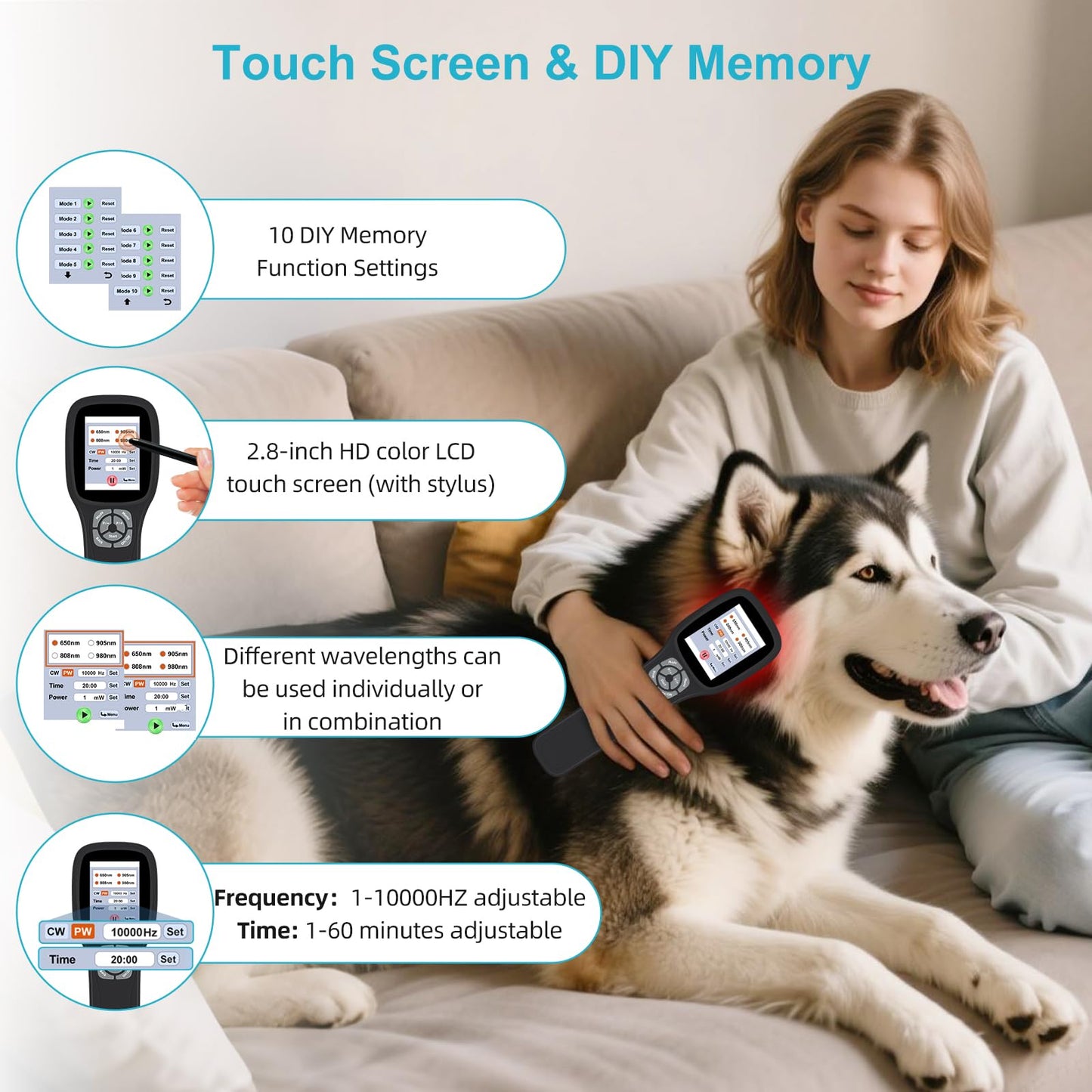 Frovab Cold Laser Therapy Device for Dogs, 5x980nm 5x905nm 5x808nm 10x650nm, Portable Infrared Light Therapy for Cats Equine Joint, Handheld Red Light Therapy Device, Pet Laser Therapy for Pain Relief