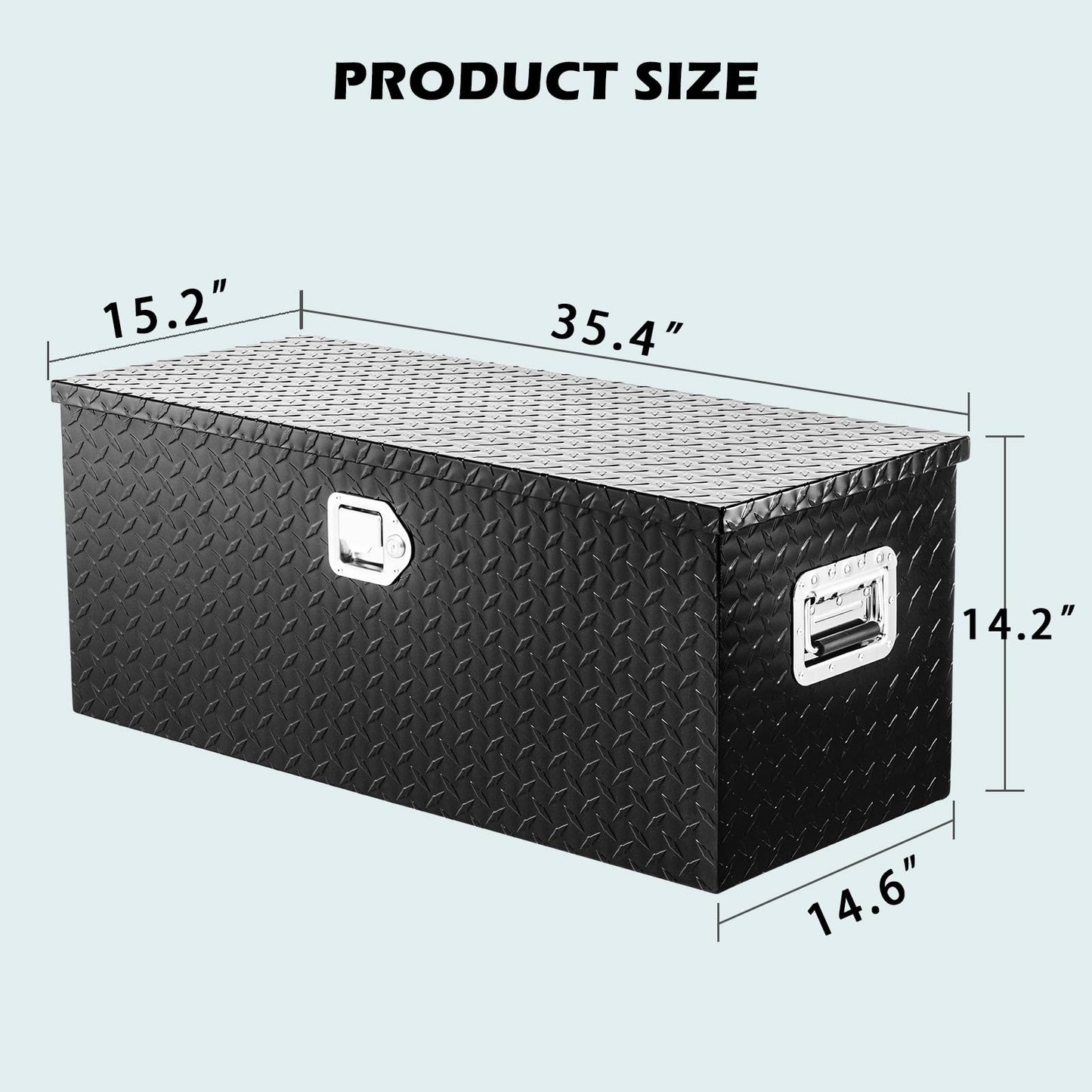 GarveeTech 36 in Truck Bed Tool Box, Heavy Duty Aluminum Diamond Plate ToolBox for Pick Up Truck RV Trailer, Trailer Toolbox Storage with Side Handle, Lock and Keys, Black