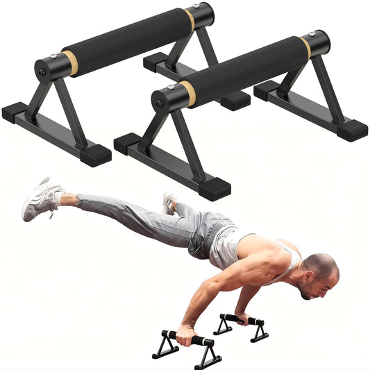 Wood Parallettes Push Up Bars, Solid Wooden Handstand Bars with Anti-Slip Grip, Sturdy Metal Bracket Supports 600 lbs for Calisthenics, Fitness and Floor workout