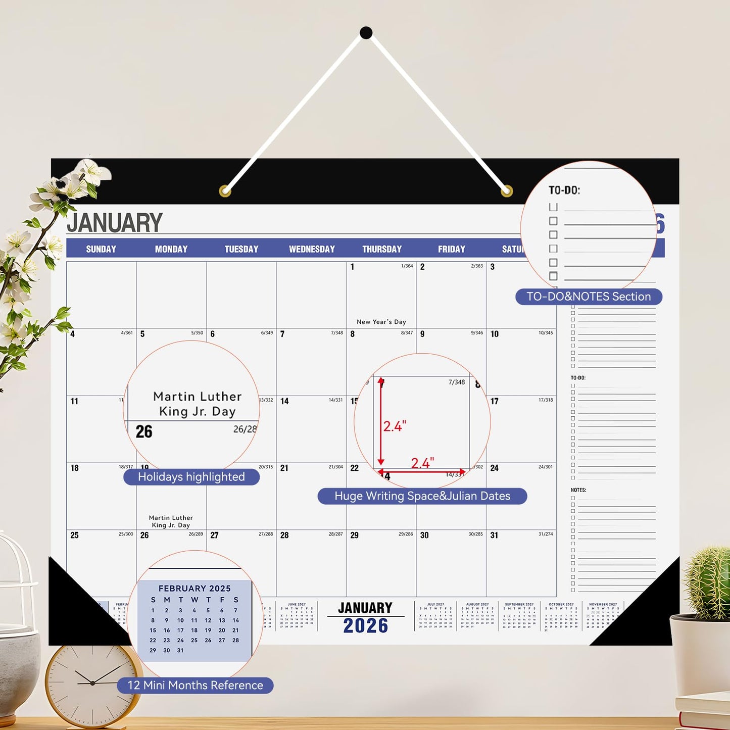 Desk Calendar 2026,18 Months Wall Calendar 2026 From Jan 2026 to Jun 2027,Large Desk Calendar 2026-2027 with To-do List,22x17,Desktop Calendar for Home and Office