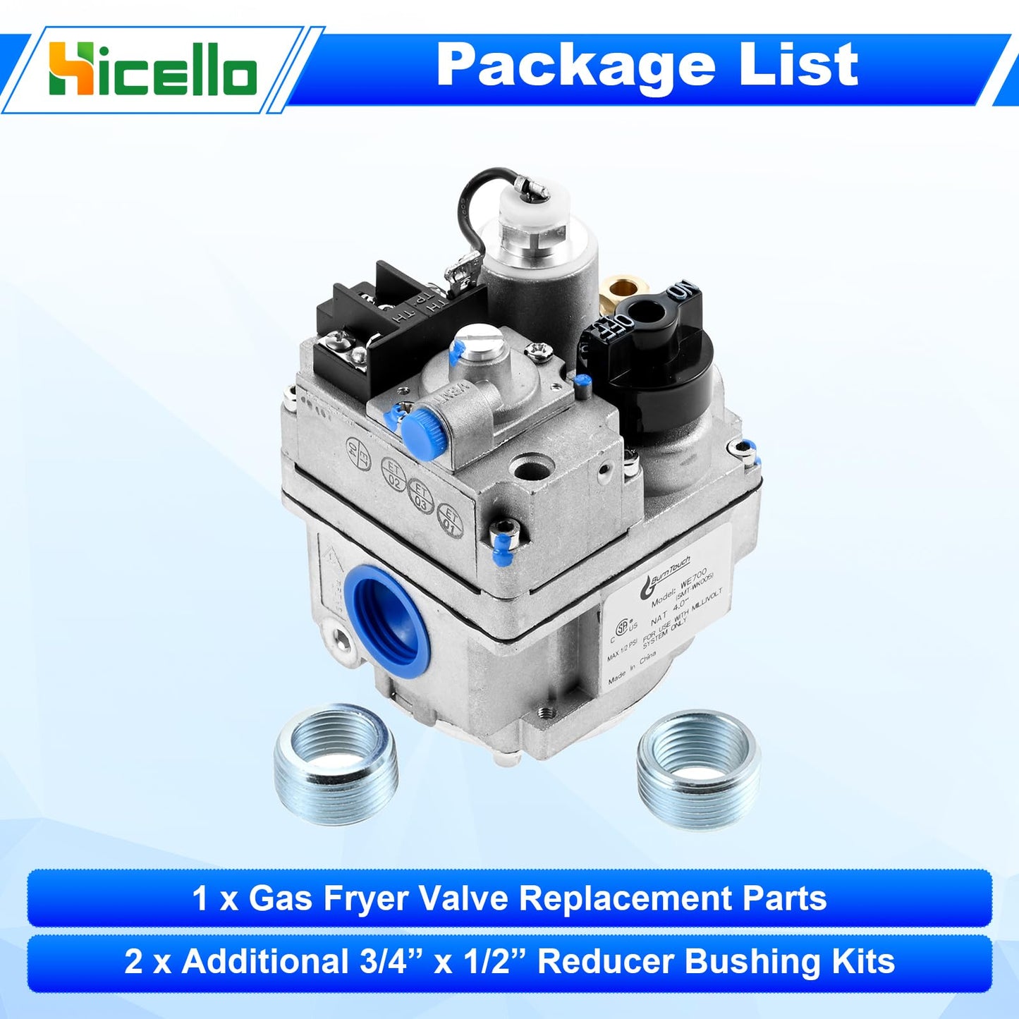 Hicello Replacement for Robertshaw 700-506 Millivolt Gas Valve - 700 Series 200,000 BTU/H Fast Opening, Compatible with Natural Gas Water Heaters, Furnaces & Commercial Gas Fryers