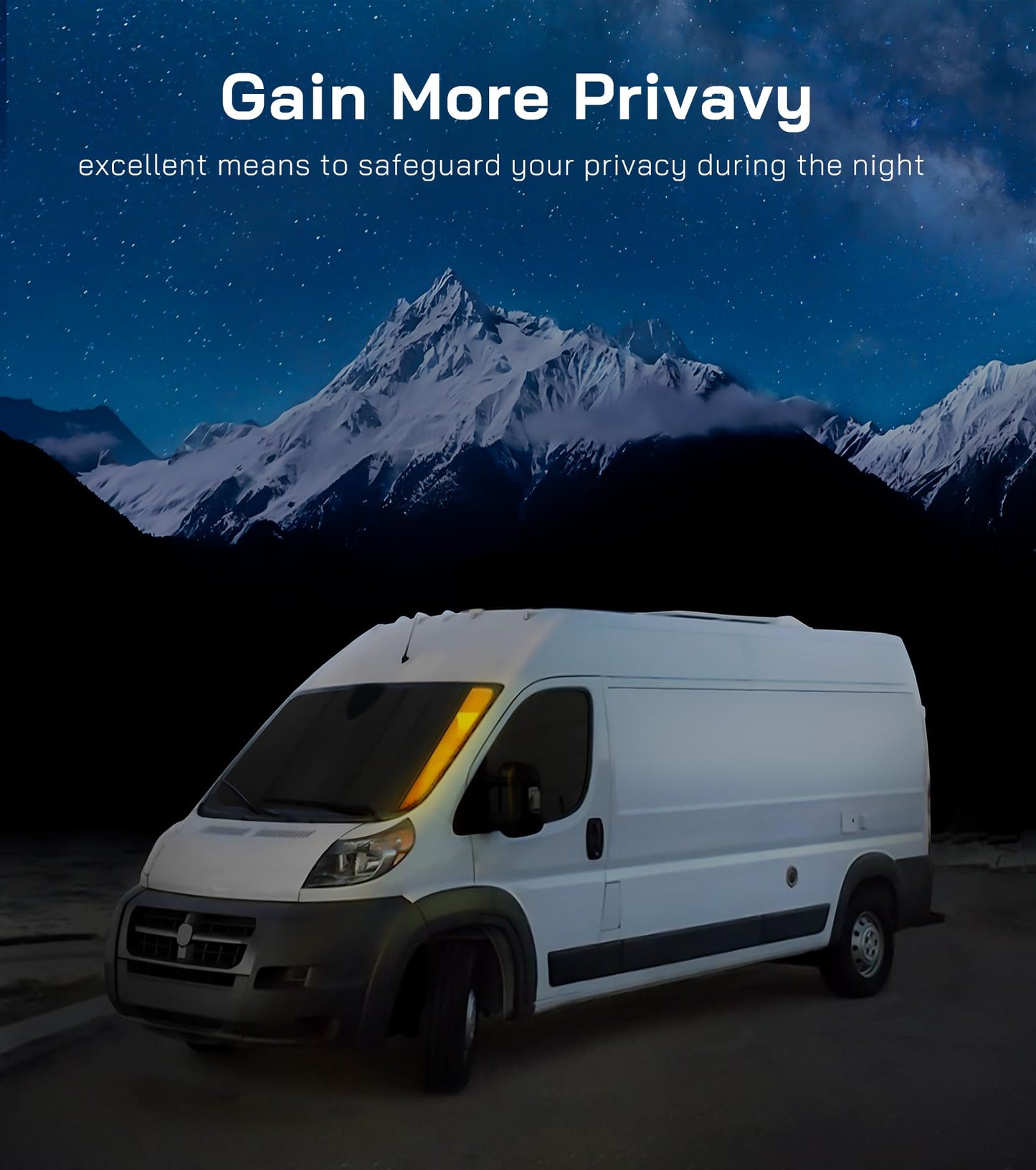 VANNCAMP Crew Side Window Cover for Ford Transit Medium/High Roof, 2015-2026, Magnetic Insulated Blackout Window Sunshade, Foldable Design, AllSeasonGuard