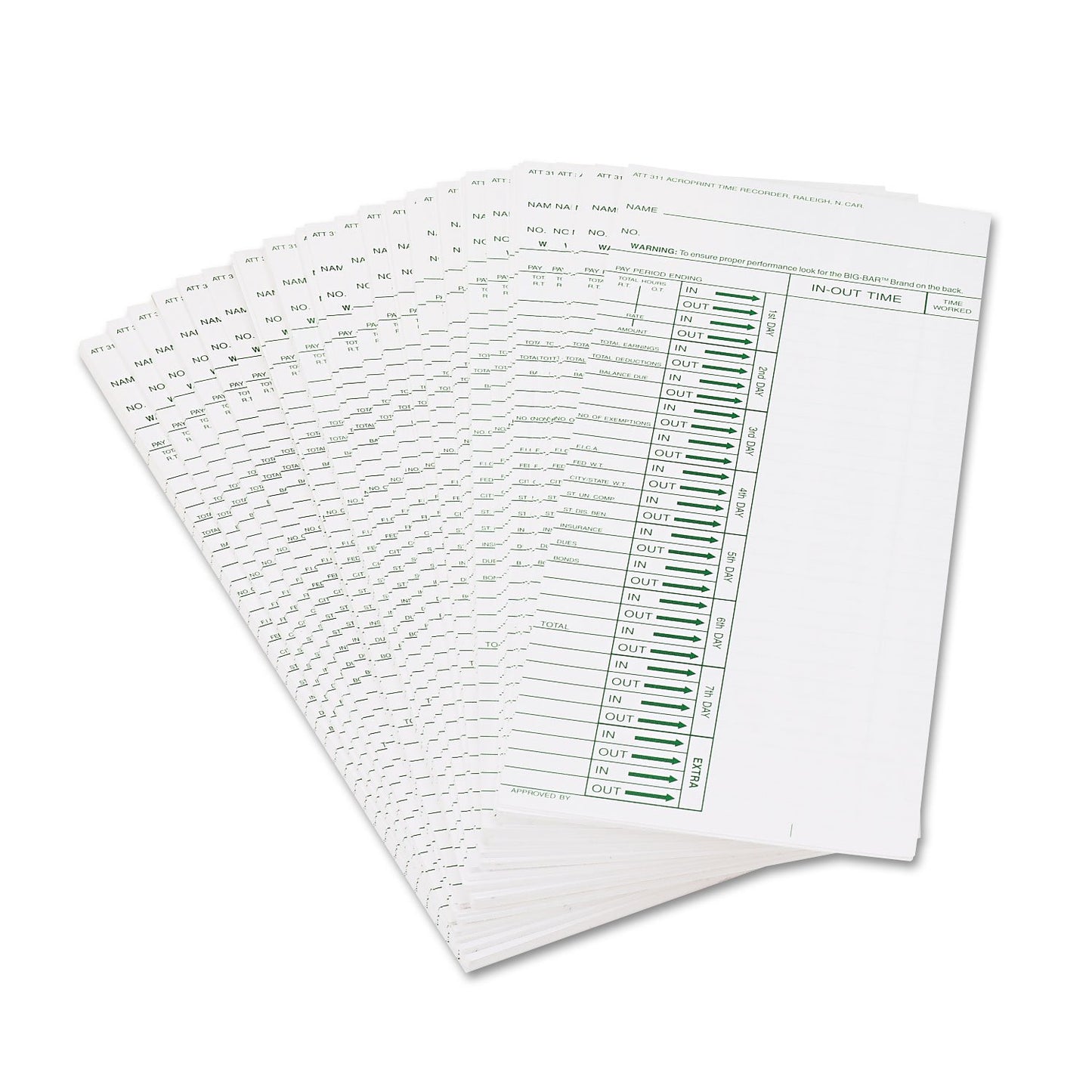 Acroprint 09-6103-080 Time Card for ATT310 Time Recorder, Pack of 200 Time Clock