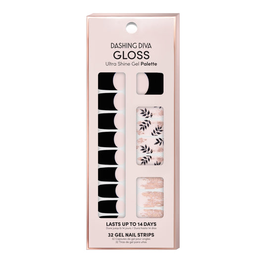 Dashing Diva Gloss Nail Strips - Touch of Gold | UV Free, Chip Resistant, Long Lasting Gel Nail Stickers | Contains 32 Nail Wraps, 1 Prep Pad, 1 Nail File