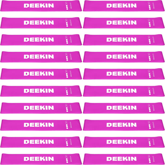 Deekin 20 Pcs Resistance Bands Resistance Loop Exercise Bands Exercise Equipment Elastic Drag Ring for Women and Men Home Fitness, Gym, Yoga(35-40 Lbs,Rose Pink)