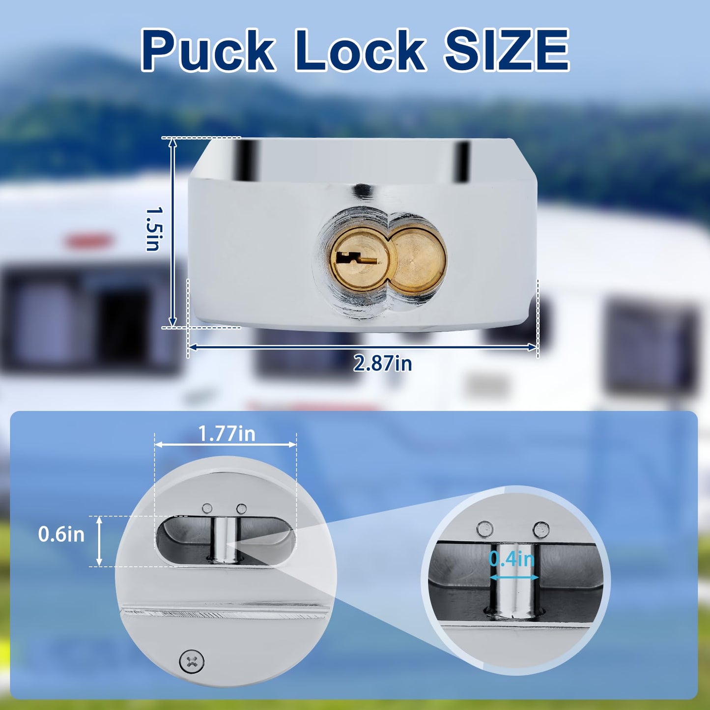 6271 Puck Lock, Hidden Shackle Padlock (2 Pack), Puck Locks, Pucks Locks for Trailers, 2-7/8" Hidden Shackle Padlock, Heavy Duty Puck Lockk with Keys, Trailer Pucks Padlocks 2 Pack