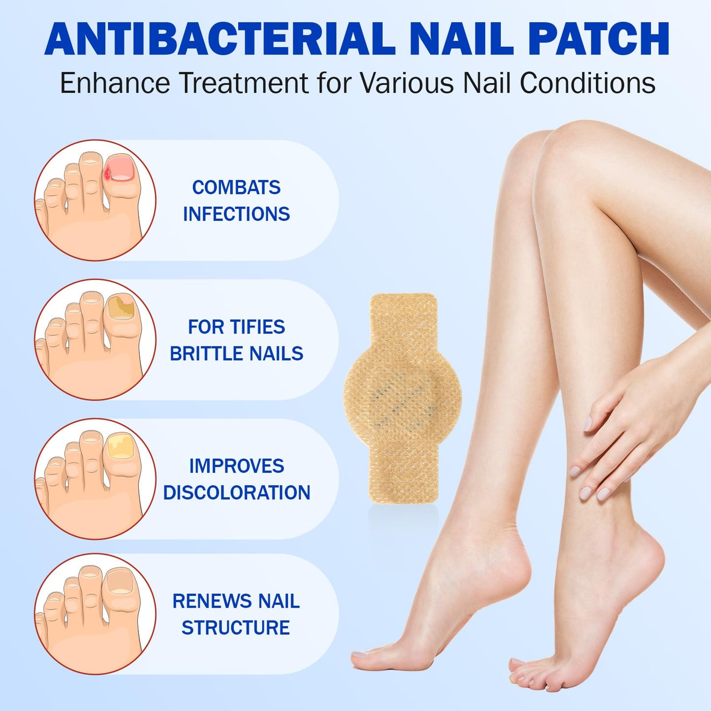 Nail Patches 21 PCS Toenail Treatment Extra Strength 8-Hour Fast Acting Repair Damaged Nails Overnight Nail Repair Effortless Hydrogel Nail Care Renewal for Men and Women