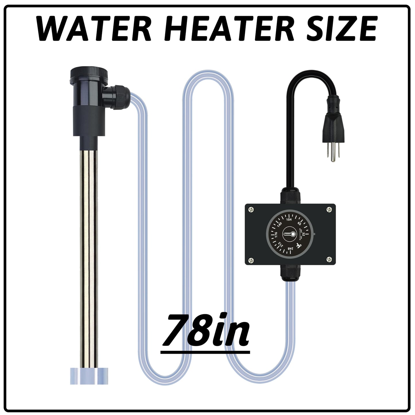 XCLBTFDC 1800W Immersion Water Heater Portable Electric Bathtub & Pool Submersible Water Heater with Temp Control for Bucket, inflatable pool, baptistry, spa tub, above ground pool & Hot Tub